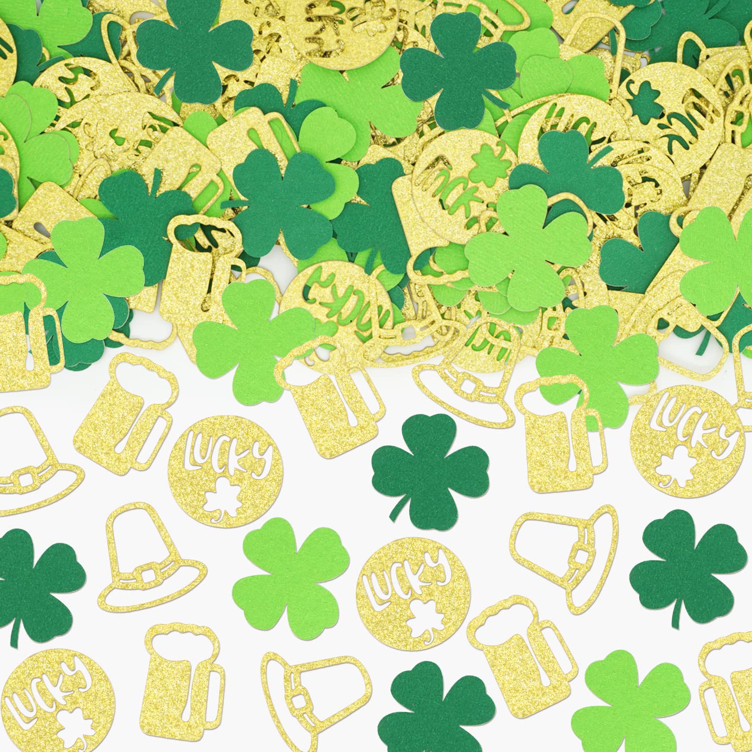 200Pcs St. Patrick's Day Shamrock Confetti - Green Glitter Table Decorations for Party Supplies, Irish Themed Celebrations, DIY Crafts & Home Decor