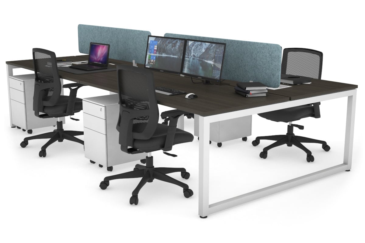 Quadro Loop Legs 4 Person Office Workstation - 1800L x 800W with Cable Management Scallop - Ideal for Collaborative Workspaces & Open Office Environments