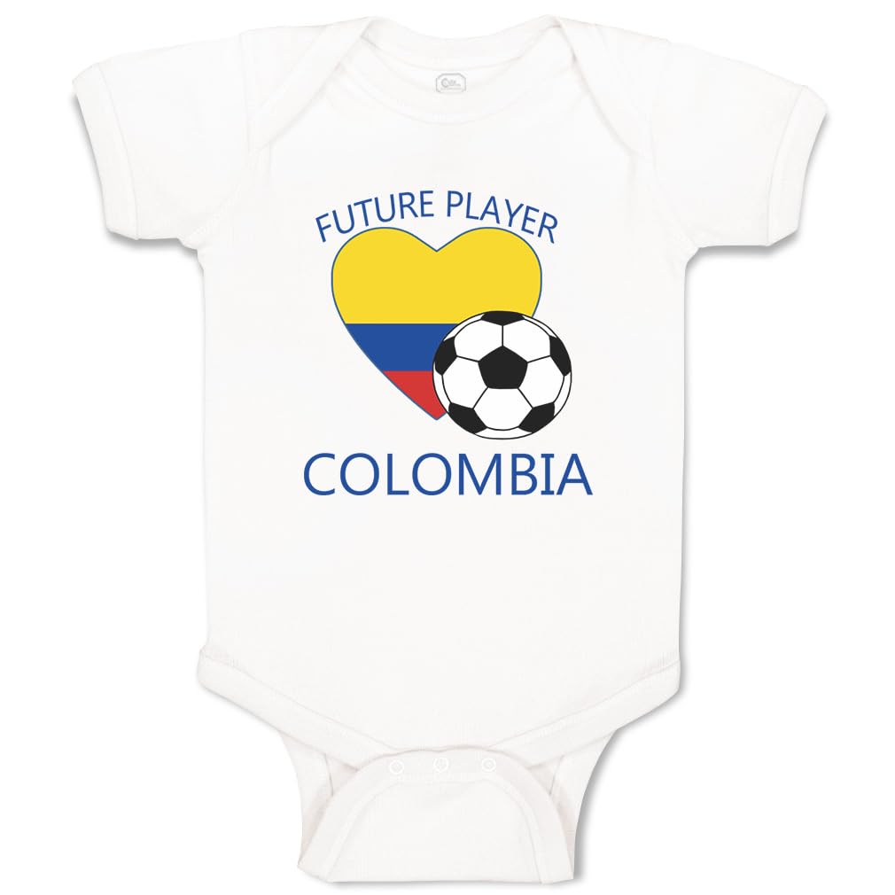 Future Soccer Player Baby Bodysuit - Cute Colombia Themed Cotton Onesie for Boys & Girls (6 Months, White) - Perfect for Game Day, Playtime & Photo Shoots