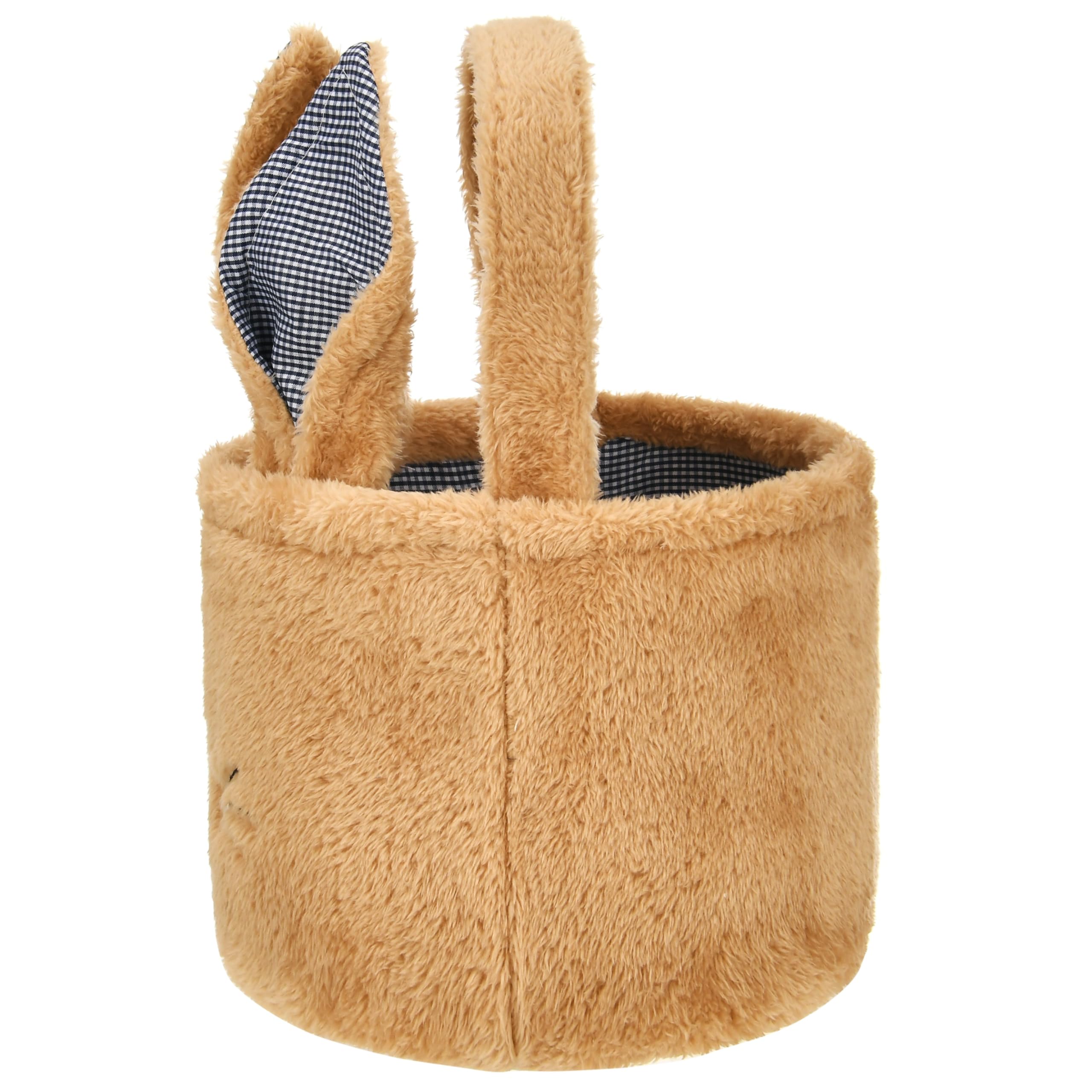 Easter Bunny Basket Plush Tote Bag - Cute Rabbit Design Personalized Easter Bucket for Kids - Gift & Egg Carrier (Plush-Brown) - Perfect for Easter Egg Hunts, Spring Celebrations & Kids' Party Favors