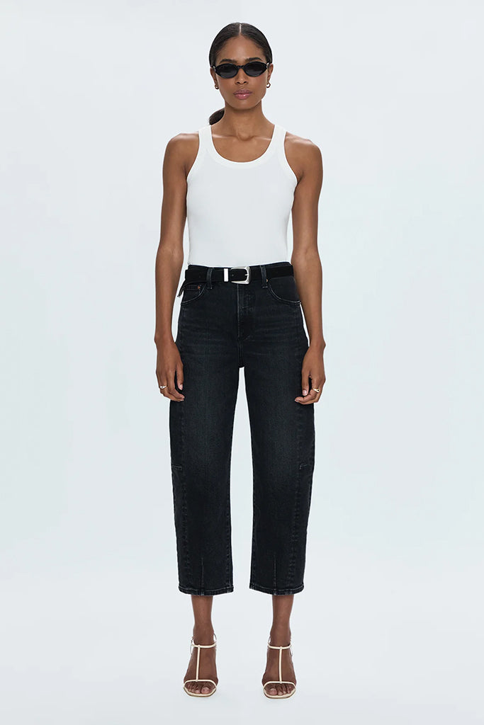 Eli High Rise Arched Leg Pants for Women - Dark Midnight Blue Stretch Work Pants | Business Casual, Office Wear & Professional Outfits