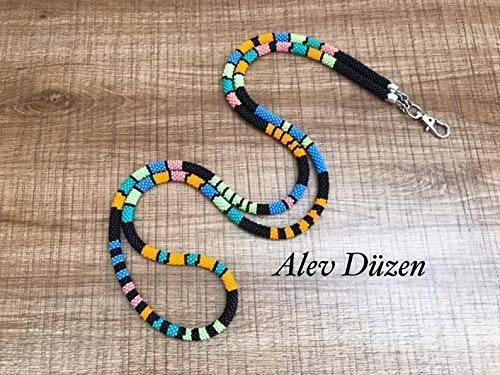 Beaded Lanyard for Teachers - Stylish ID Badge Holder with Beaded Crochet Design - Perfect Teacher Gift for School, Office, and Conference Use