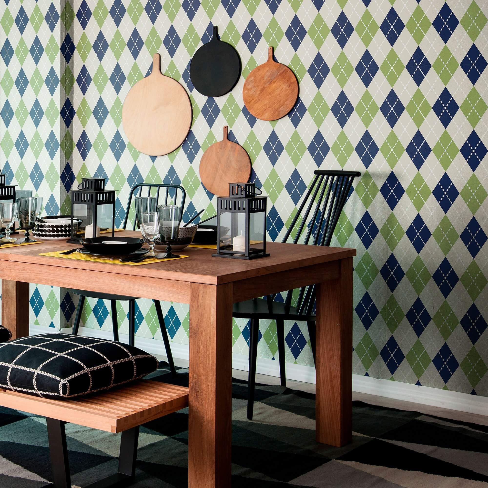 Blue and Green Geometric Peel and Stick Removable Wallpaper 8971 - Self-Adhesive Decorative Wall Covering for Bedroom, Living Room, Nursery & Home Office Decor