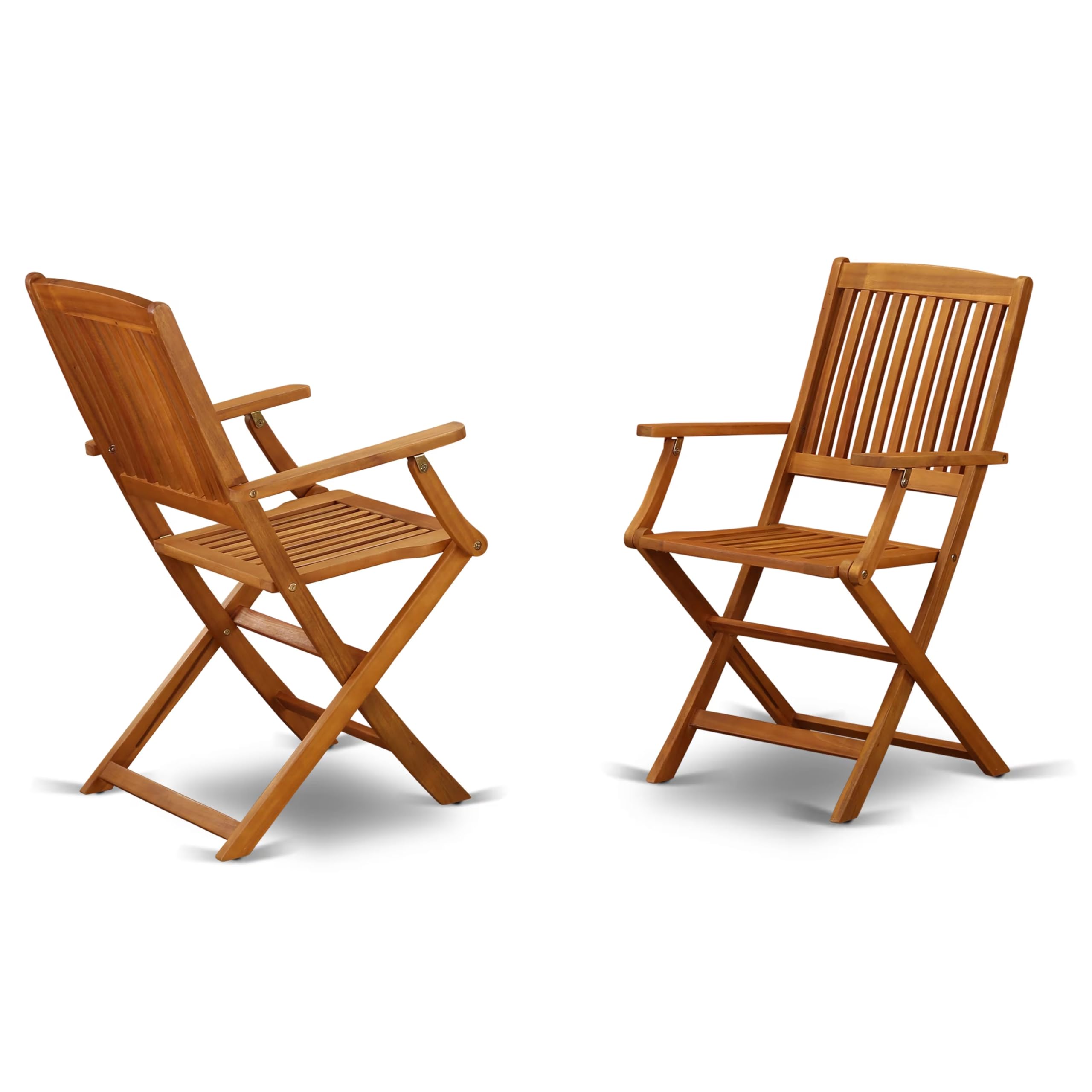 East West Furniture DECM72CANA 7-Piece Outdoor Dining Set - Acacia Wood Patio Table with 6 Chairs (2 Folding Arm + 4 Side), 40x72 Inch, Natural Oil Finish - Perfect for Backyard, Garden, Poolside & Outdoor Entertaining