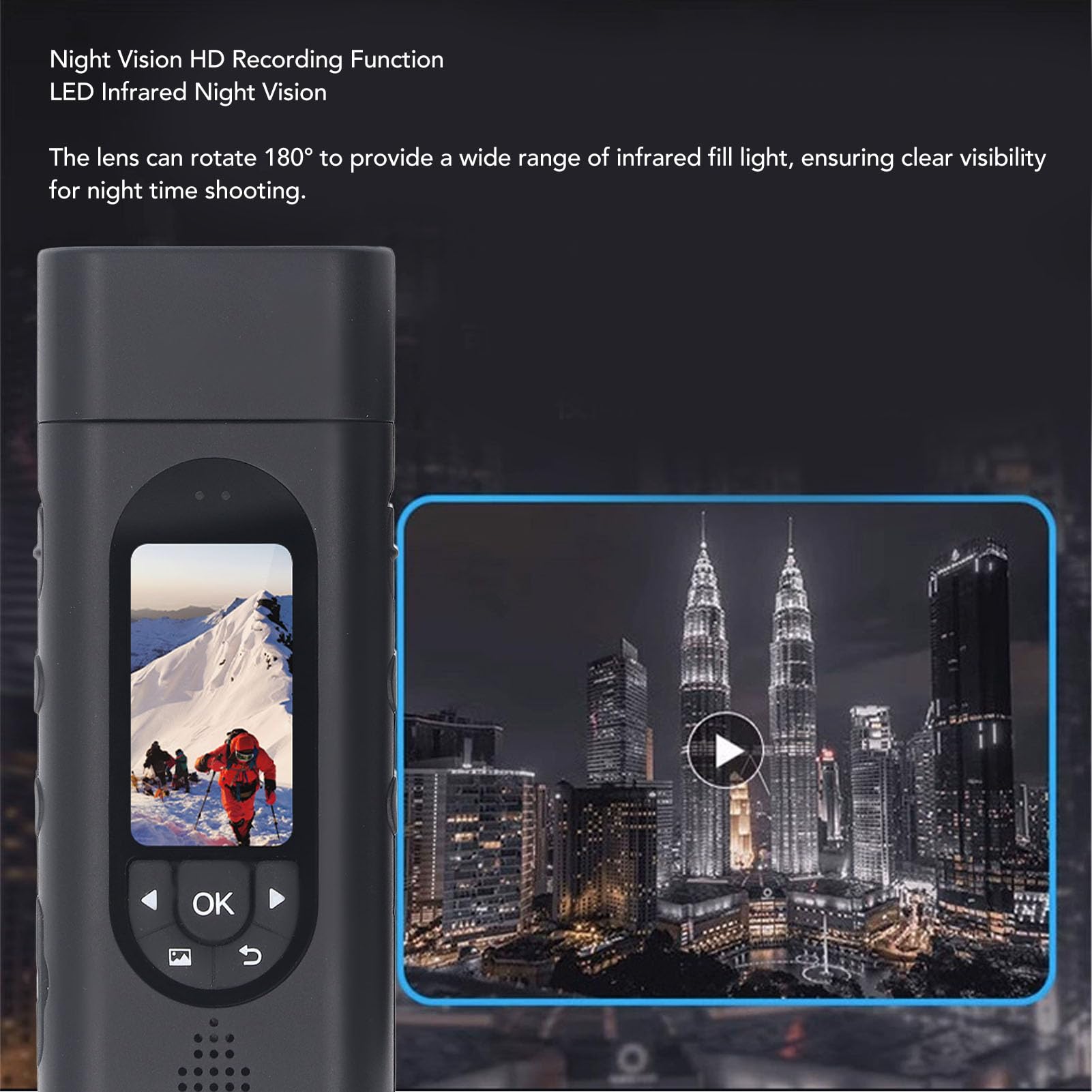 DPOFIRS 1080P HD Body Worn Camera with Night Vision - 1.47 Inch Wireless Wearable Camera, WiFi Connection, Loop Recording & 256GB Storage - Ideal for Bike Riding, Outdoor Adventures, Security Surveillance & Law Enforcement