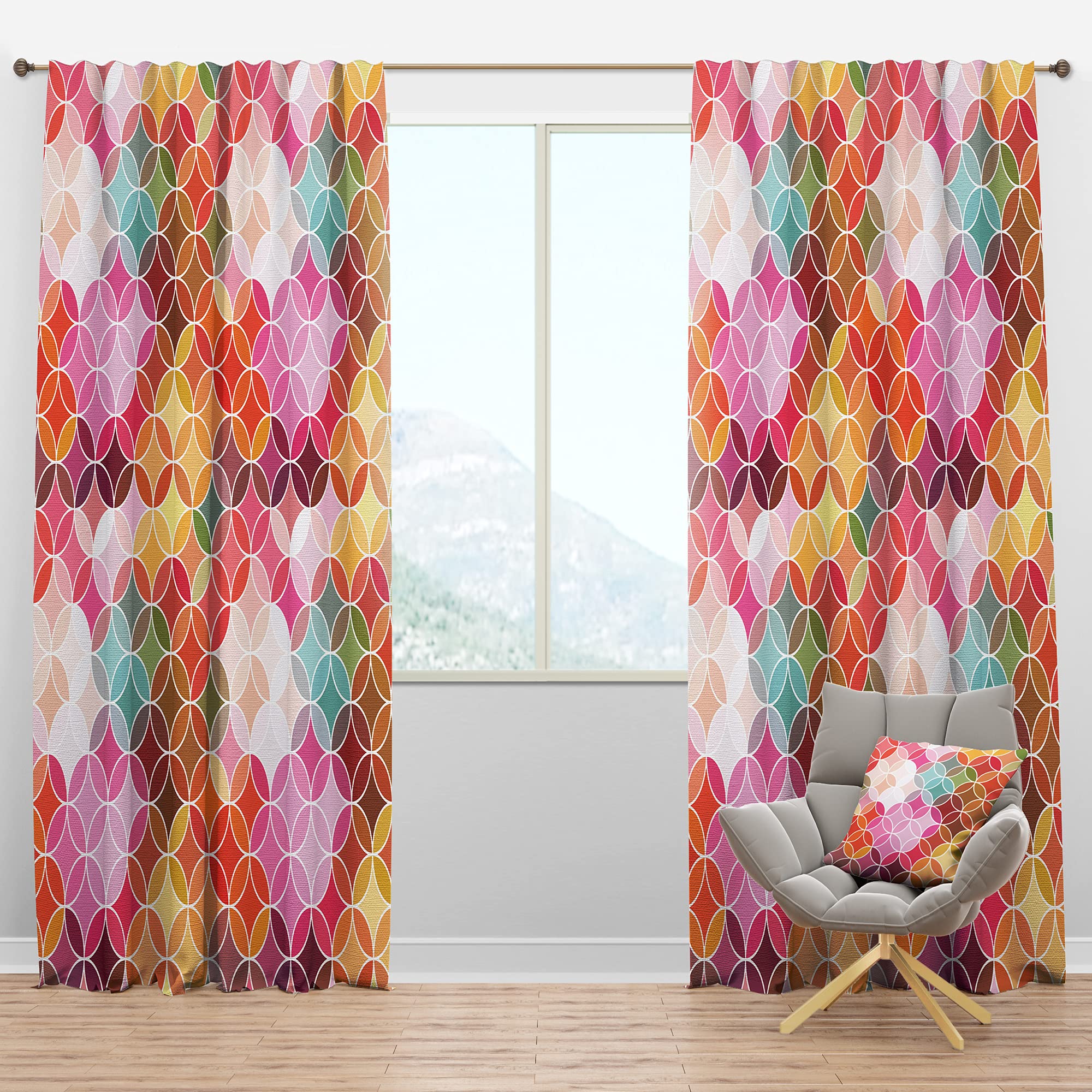 DesignQ Blackout Curtains - Geometric Retro Pattern II - Thermal Insulated Bedroom & Living Room Drapes - Single Panel 52x95 Inches - Perfect for Light Blocking, Privacy & Temperature Control