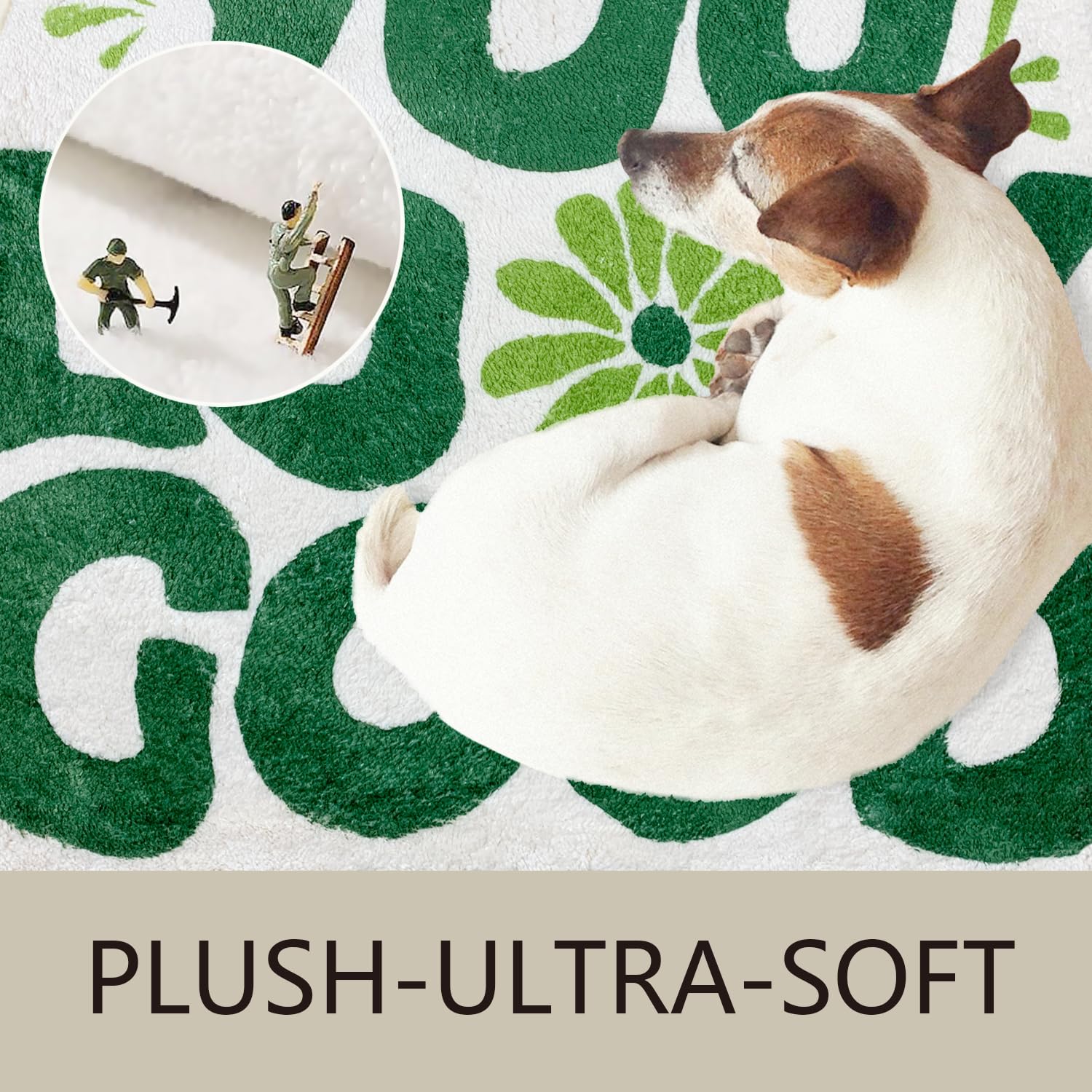 Soft Absorbent Non-Slip Microfiber Bath Mat - Cute Green Flower Design for Bathroom & Shower - 21x25 Inch Washable Rug - Perfect for Preppy Decor, Kids' Bathrooms & Spa-Like Retreats