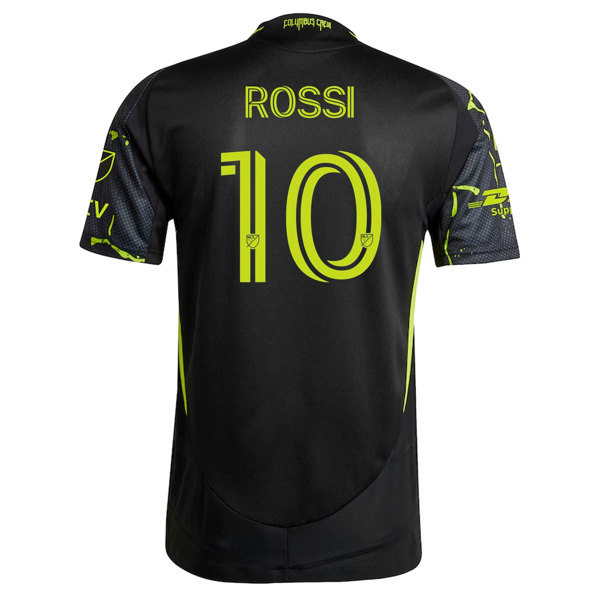 Adidas Diego Rossi Columbus Crew Authentic Away Jersey 25/26 - Black & Yellow with MLS Patches | Official MLS Soccer Jersey for Fans & Players | Perfect for Matchdays, Training & Collecting
