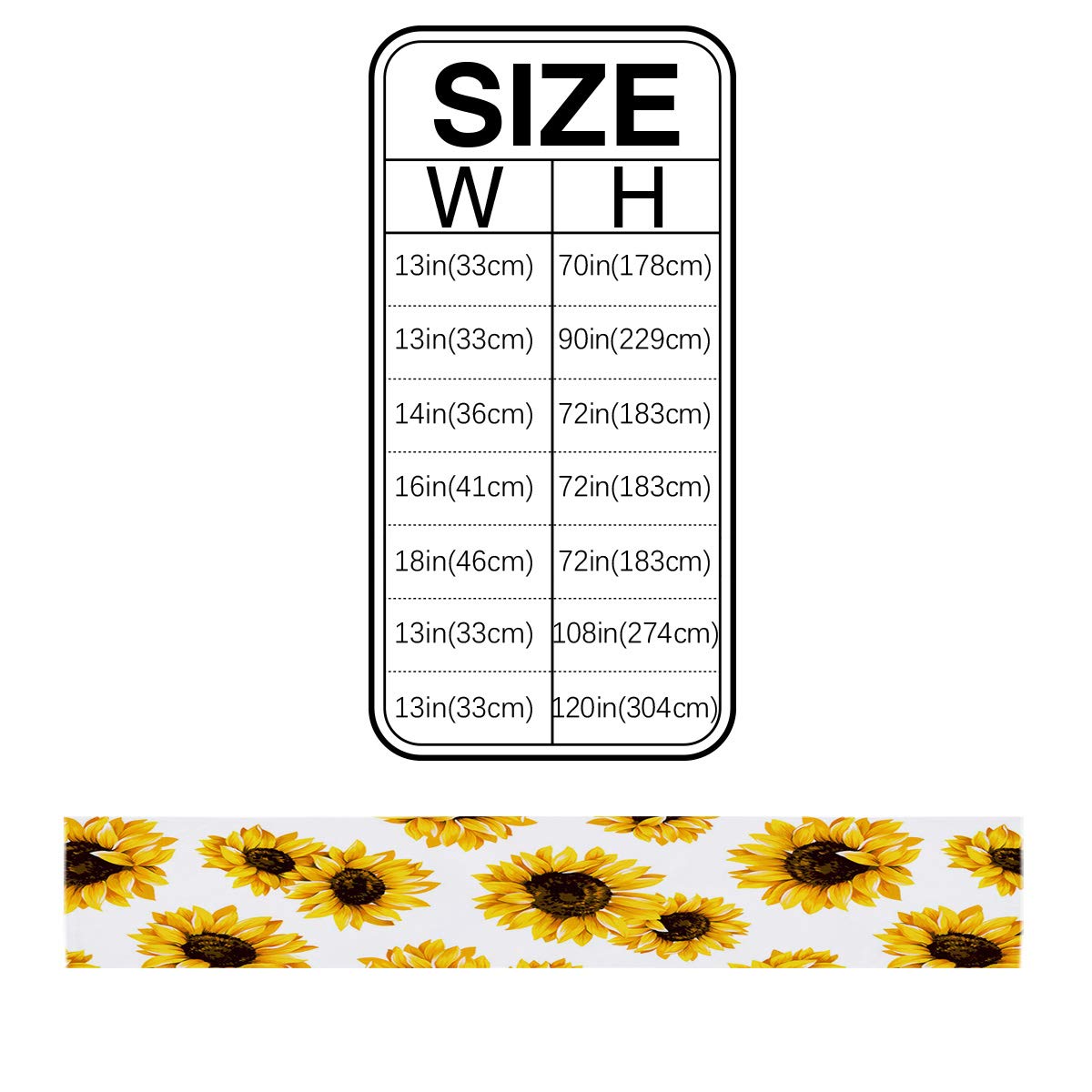 White Sunflower Cotton Linen Table Runner - 13x108 Inch Rectangle Table Scarf for Farmhouse Kitchen, Dining Room, Party & Wedding Decor - Perfect for Holiday Dinner Settings and Home Decor