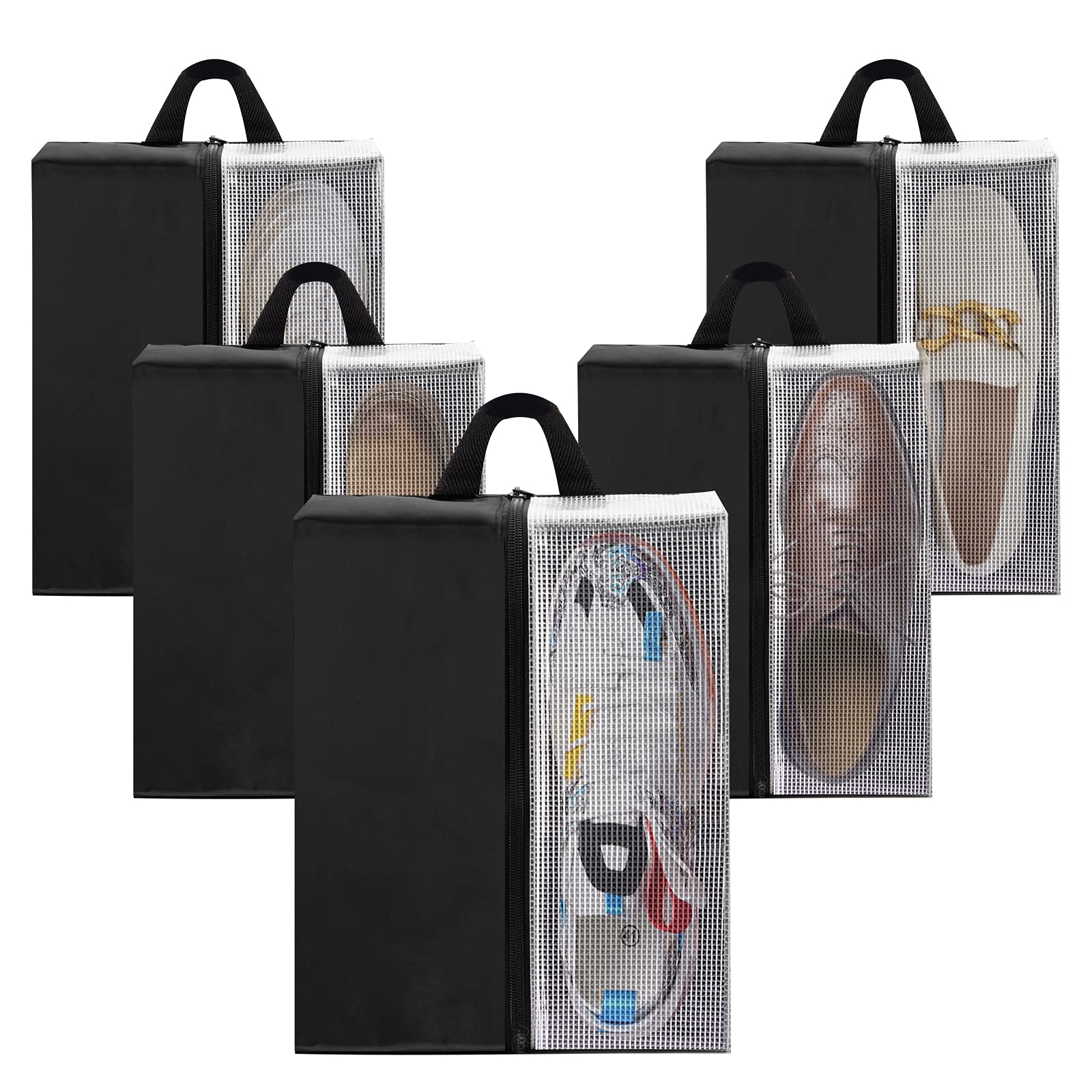 5 Pack Waterproof Travel Shoe Bags with Zipper - Large Shoe Storage Organizer Pouch for Men & Women - Perfect for Sneakers, Gym Shoes & Packing Luggage - Ideal for Travel, Vacation & Sports Activities
