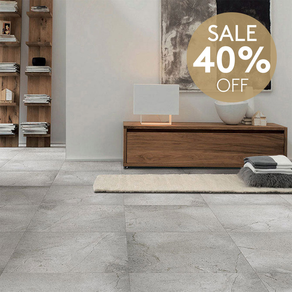 Stretto Grey 600x600 Matte Porcelain Tile - Stone Look Floor & Wall Tile for Kitchen, Bathroom & Living Room