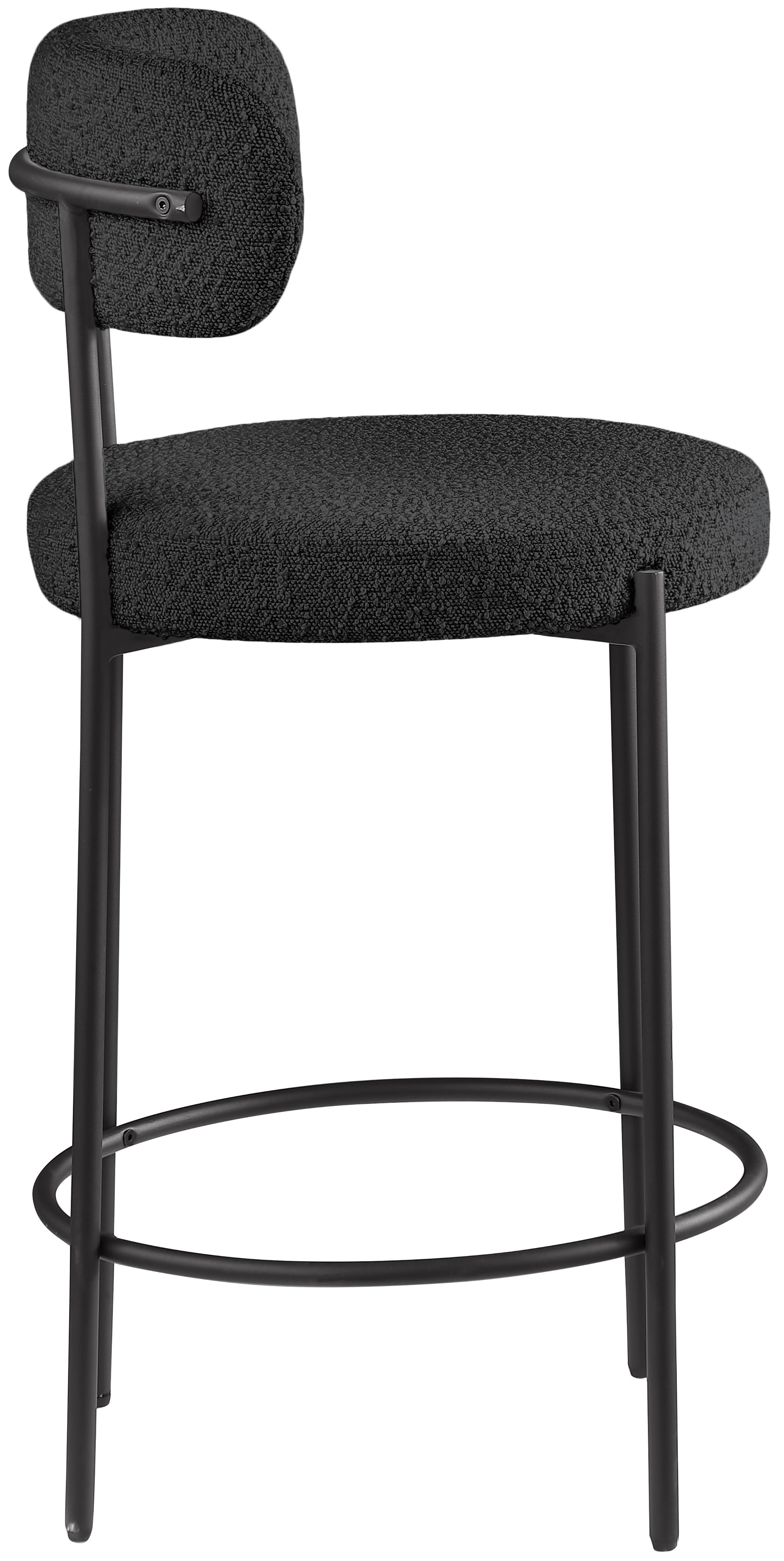 Beacon Boucle Fabric Stool - Modern Round Accent Chair with Soft Textured Upholstery for Living Room, Bedroom & Office Decor