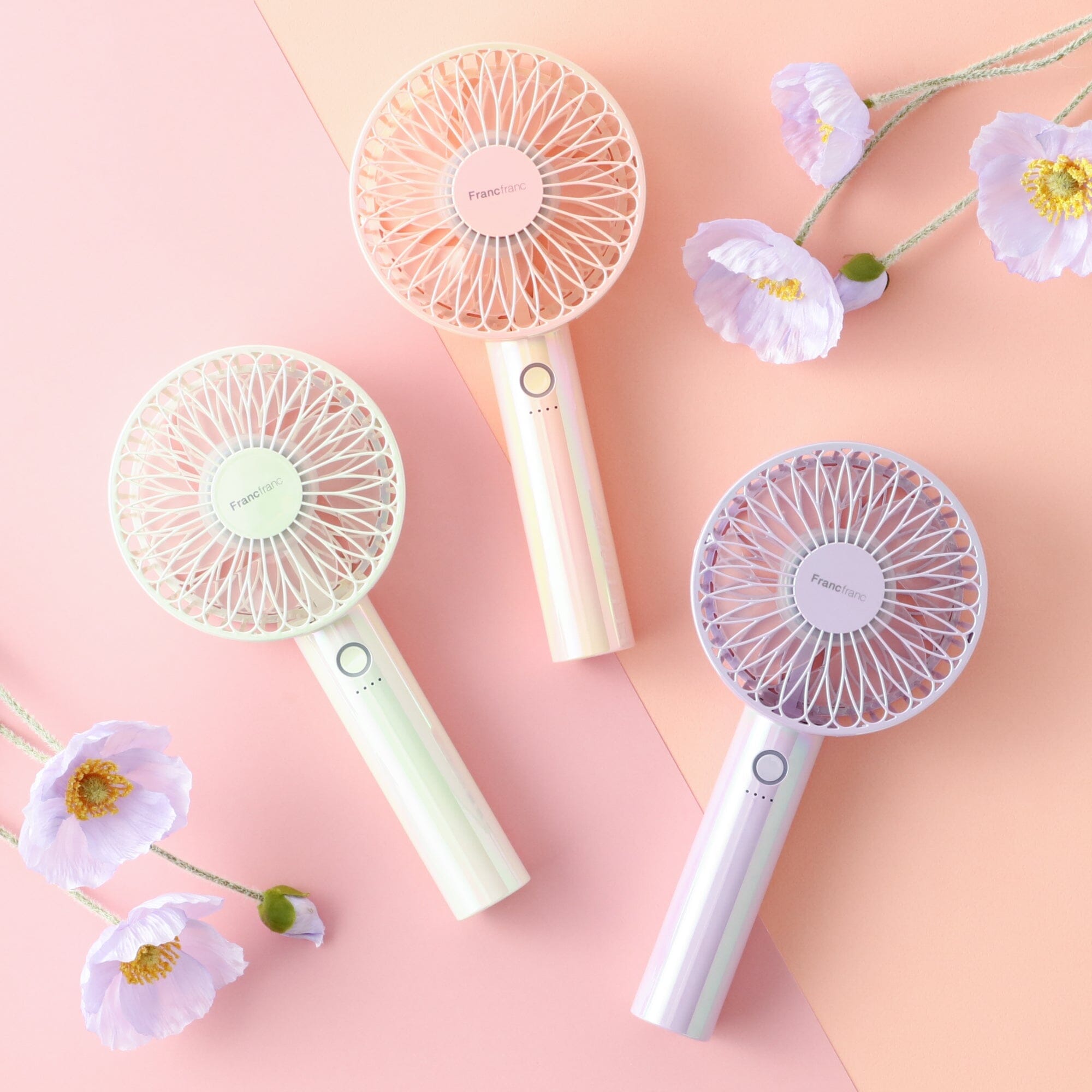 FRAIS Portable Handheld Fan with LED Aurora Light - Purple | USB Rechargeable Mini Fan for Outdoor, Travel, Office & Home Use