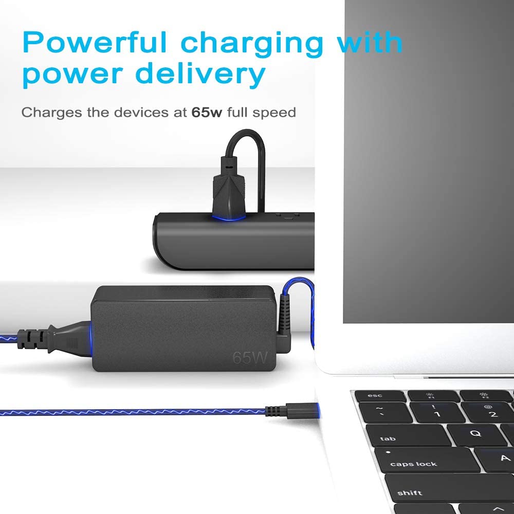 45W 65W USB Type-C PD Fast Charger - Compatible with Lenovo Yoga 720/910/920, Chromebook C330/S330, ThinkPad X1 Carbon, MacBook Pro 13
