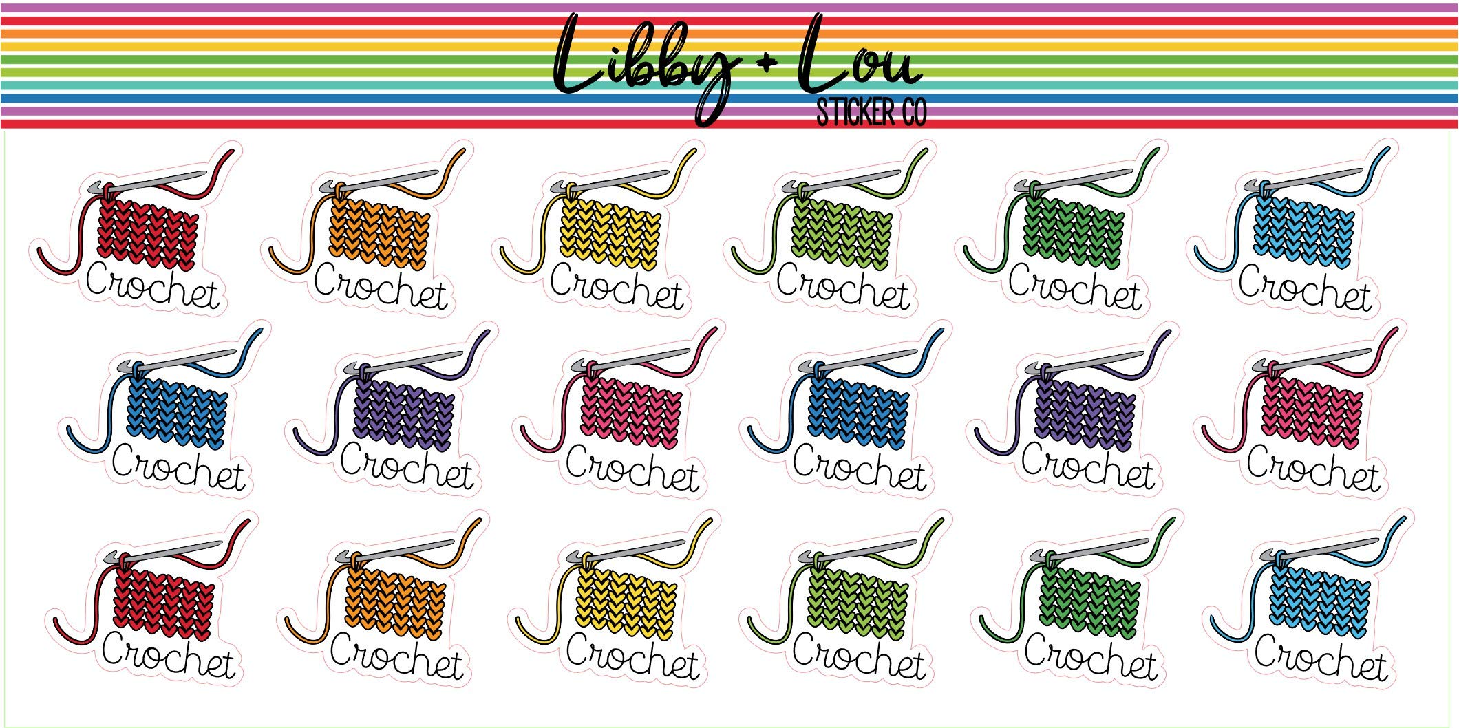 Handmade Crochet Planner Stickers - Premium Vinyl Decals for Bullet Journals & Scrapbooks by Libby and Lou Sticker Co | Perfect for DIY Planners, Gift Wrapping & Craft Projects