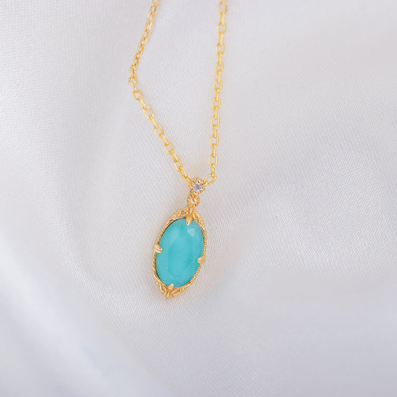 14K Gold Turquoise Clear Quartz Filigree Ring Set - Elegant Dainty Jewelry for Women | Perfect for Weddings, Parties & Everyday Wear | HJZB 360