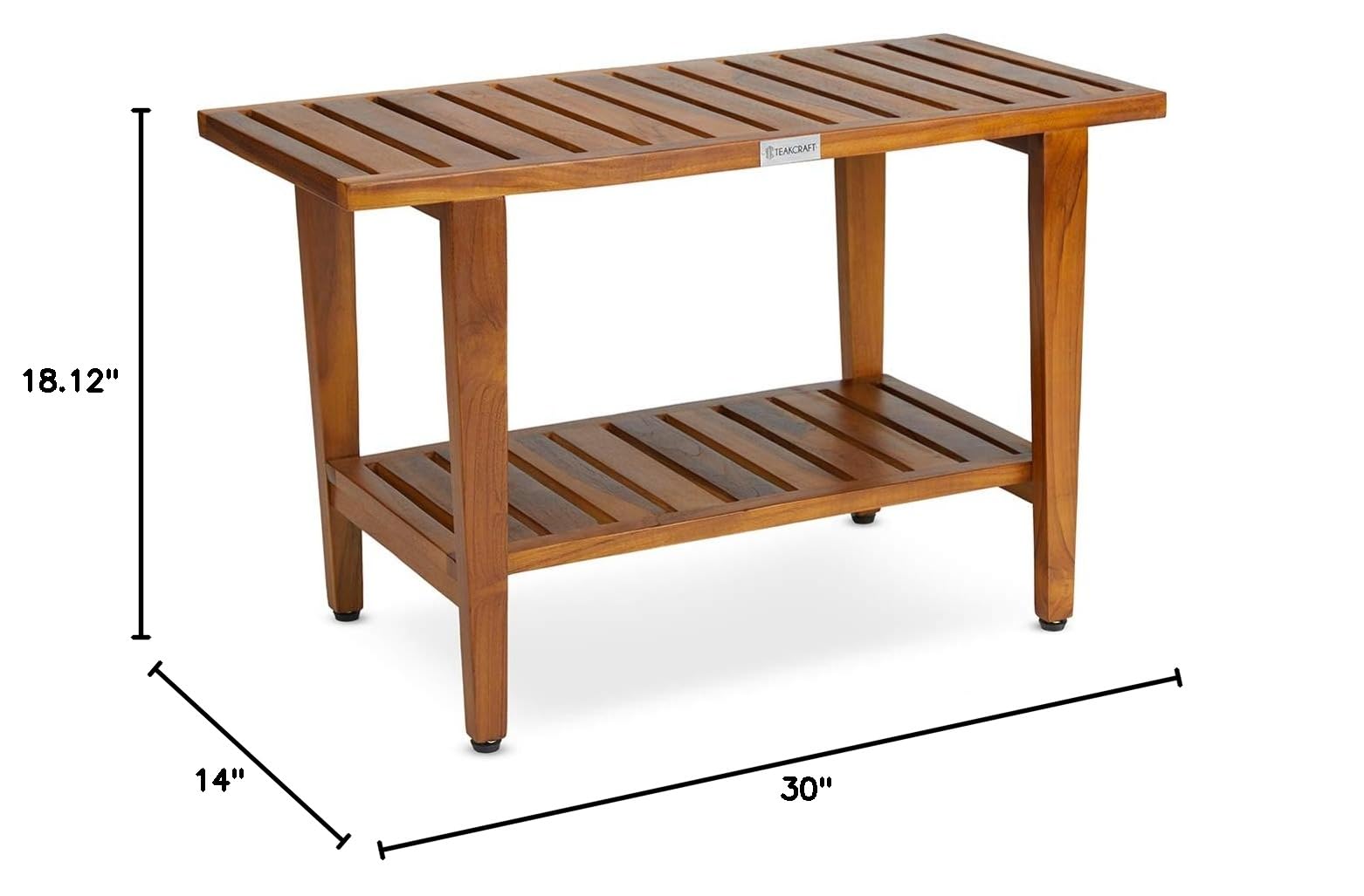 Teak Shower Bench with Shelf - 30 Inch Spa & Bath Stool, Solid Teak Wood, Fully Assembled - Perfect for Shower, Sauna, and Bathroom Relaxation
