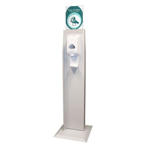Automatic Hand Sanitizer Dispenser Stand - Dual Sided Floor Mount with Quartz Beige Finish | Perfect for Home, Office, and Public Spaces