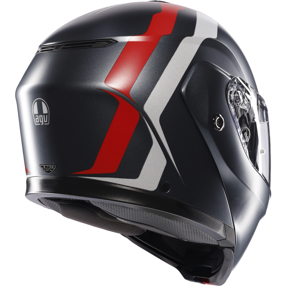 AGV Streetmodular Resia Motorcycle Helmet - Grey, Silver, Red - Lightweight, DOT & ECE Certified for Urban Riding & Commuting