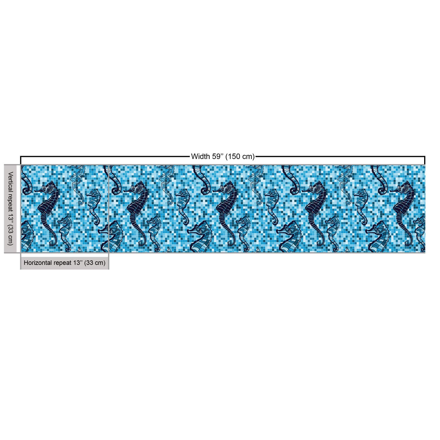 Ambesonne Animal Print Fabric by The Yard - Mosaic Tile Pattern Nautical Ocean Life Marine Creature Artwork - Decorative Upholstery Fabric for Sofa, Curtains, Pillows - 10 Yards Navy Turquoise Blue - Perfect for Coastal Home Decor & DIY Craft Projects