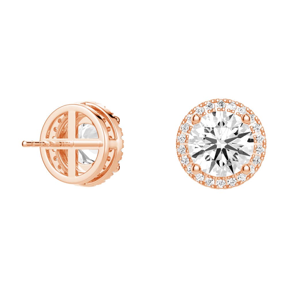 2.2 Carat Round Moissanite Pavé Halo Stud Earrings - 14K White Gold Bridal Jewelry for Wedding, Anniversary & Special Occasions