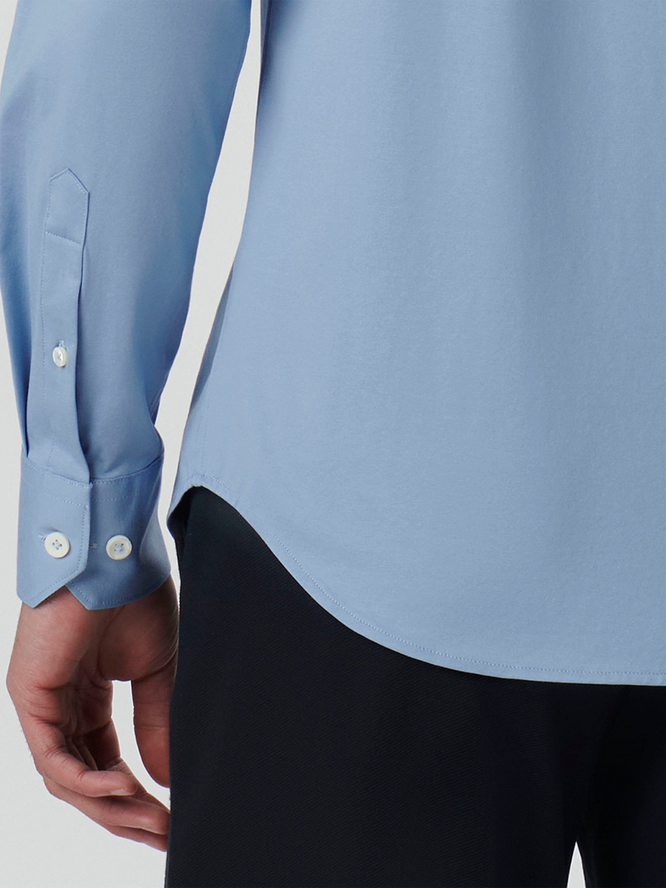 Bugatchi Ooohcotton Solid Sport Shirt for Men - Premium Cotton Comfort Fit Casual Button Down Shirt in Air Blue | Perfect for Office, Golf & Outdoor Activities