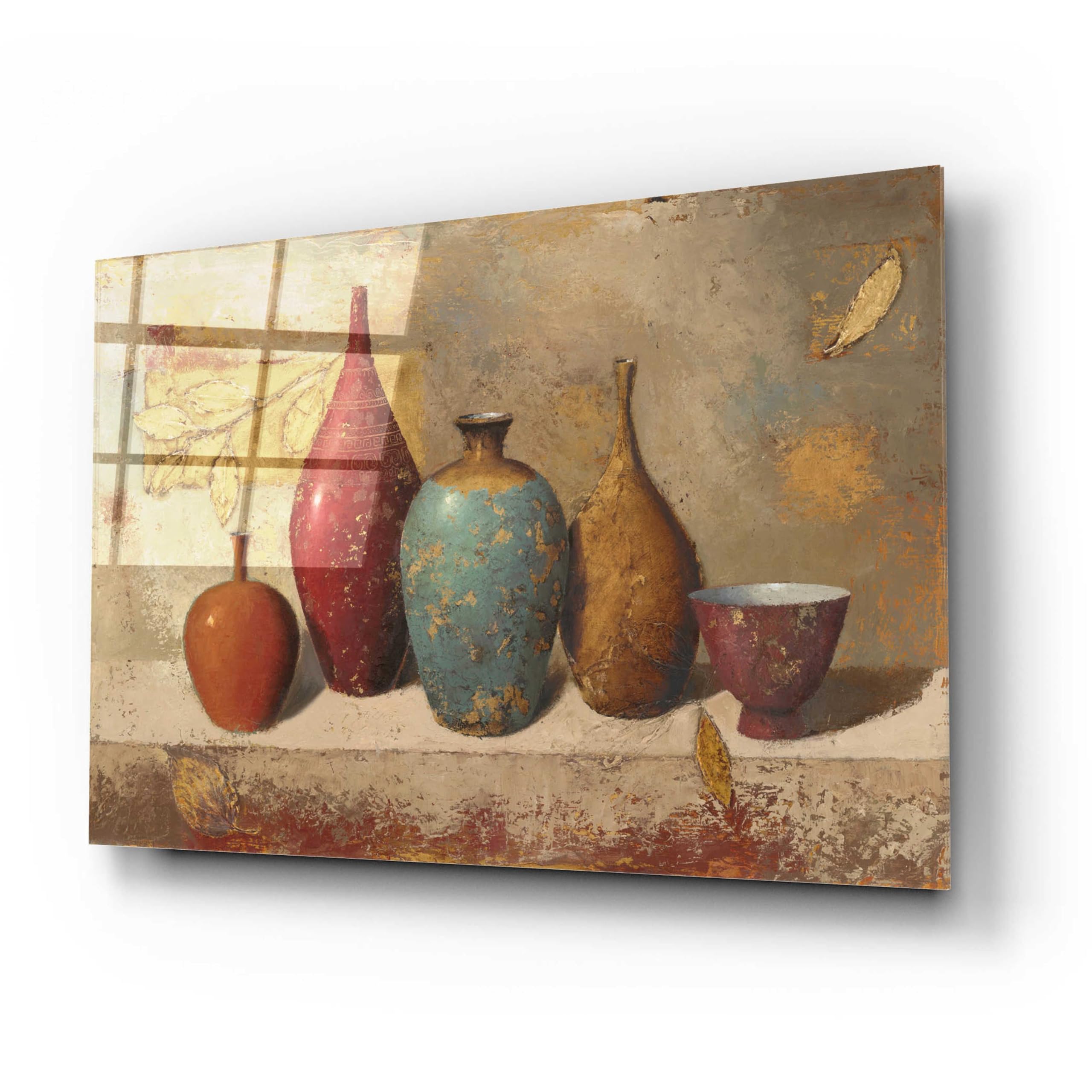 Epic 'Leaves and Vessels' Acrylic Glass Wall Art by James Wiens - 24x16 Inches Modern Abstract Painting for Living Room, Bedroom & Office Decor