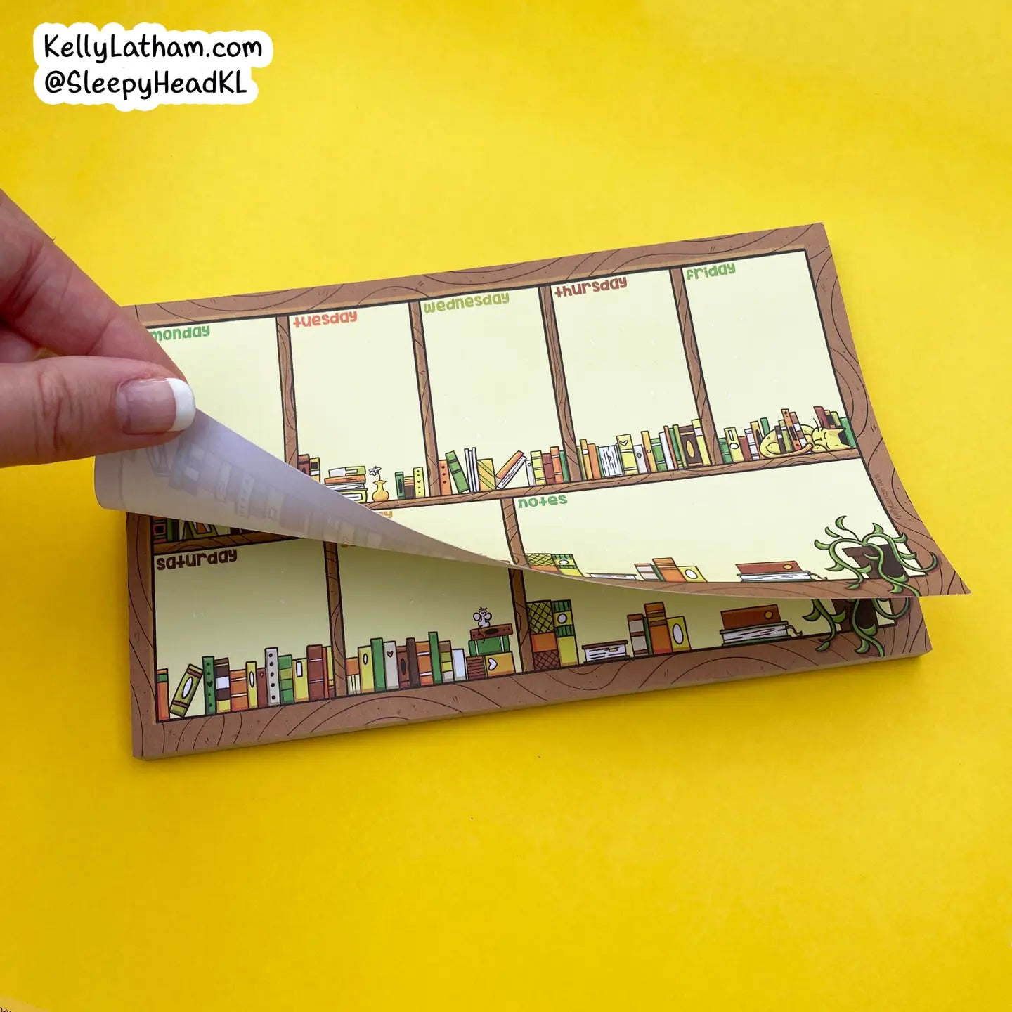 Weekly Planner Notepad with Bookshelf Design - Organize Your Schedule & Notes for Home, Office, or School Use