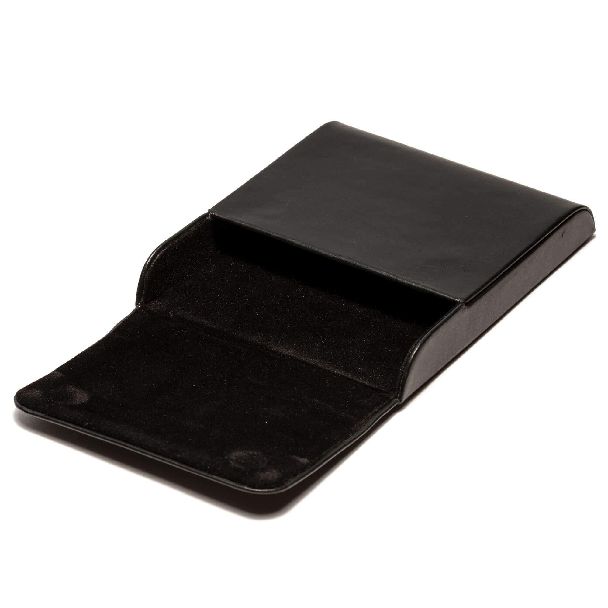 Premium Pineider Leather Pencil Case - Genuine Calf Leather Black Pen Holder for 6 Pens - Perfect for Office, School & Travel Organization
