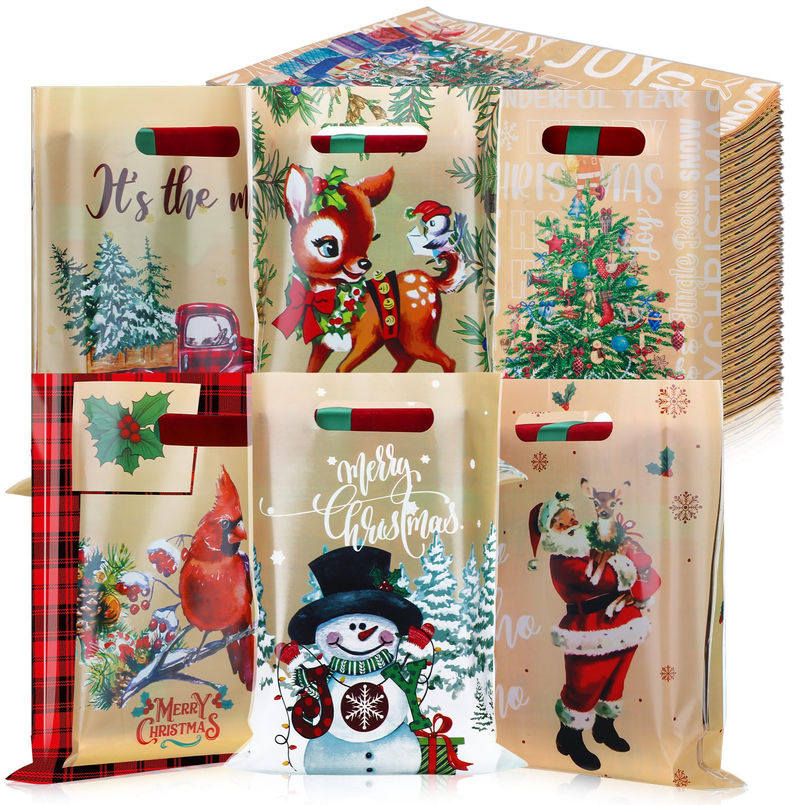 200 Pcs Reusable Christmas Gift Bags with Handles - 9