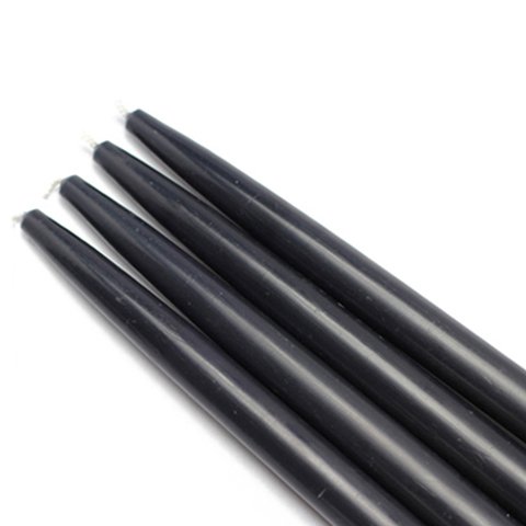 Bulk Jeco 10 Inch Black Taper Candles - 144pcs/Case for Weddings, Church, Restaurants & Home Decor