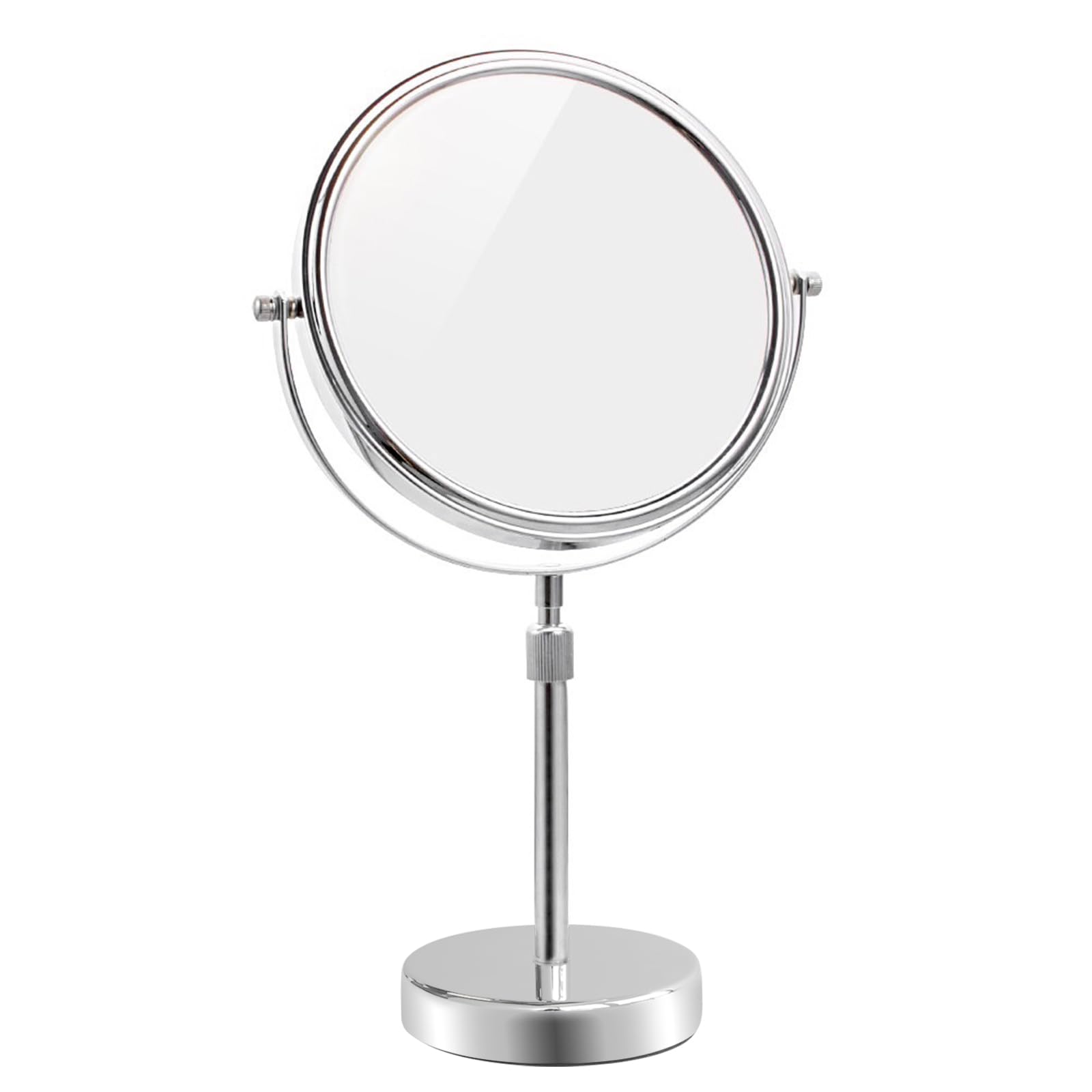 Premium 8 Inch Double-Sided Makeup Mirror with 7X Magnification - Adjustable Height Vanity Mirror for Makeup, Shaving & Skincare - Chrome Finish Tabletop Mirror for Bathroom, Bedroom & Dressing Room
