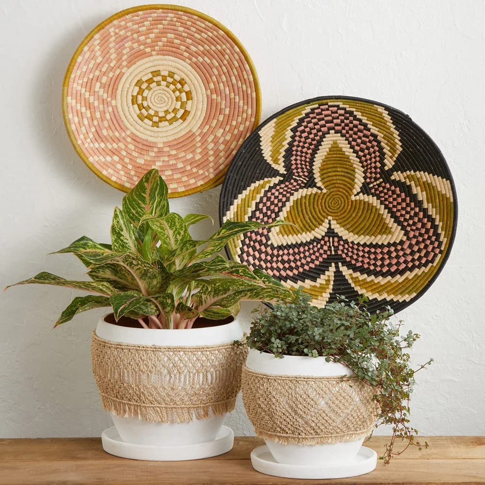 Handmade Macrame Hanging Plant Holder with Terracotta Pot - Gold & Garden Bangladesh Boho Decor for Indoor Plants, Succulents & Home Decor - Perfect for Living Room, Bedroom, Balcony & Gift Giving