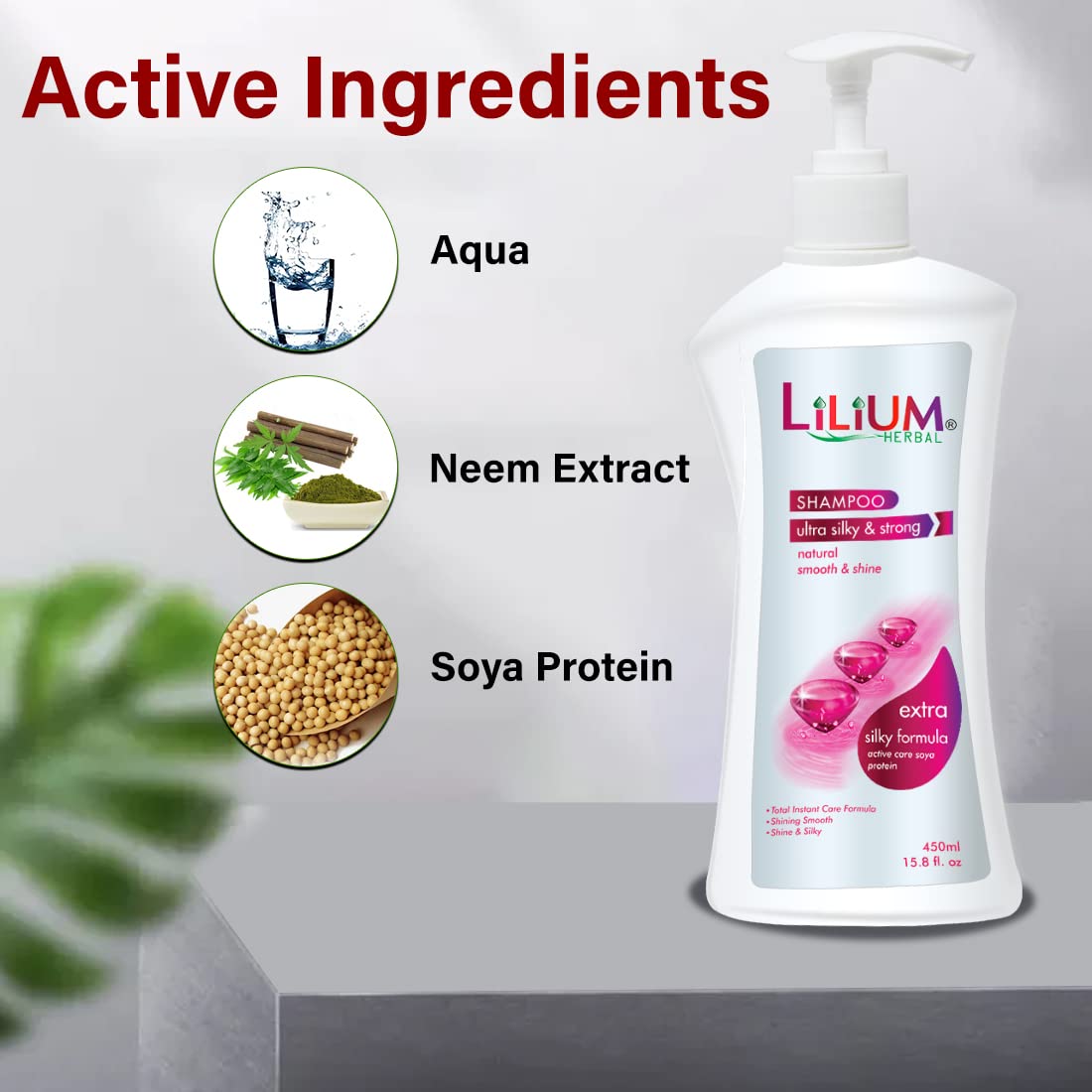 Lilium Herbal Ultra Silky & Strong Shampoo 450ml - Natural Hair Care for Shine & Strength - Perfect for Daily Use & Damaged Hair Repair