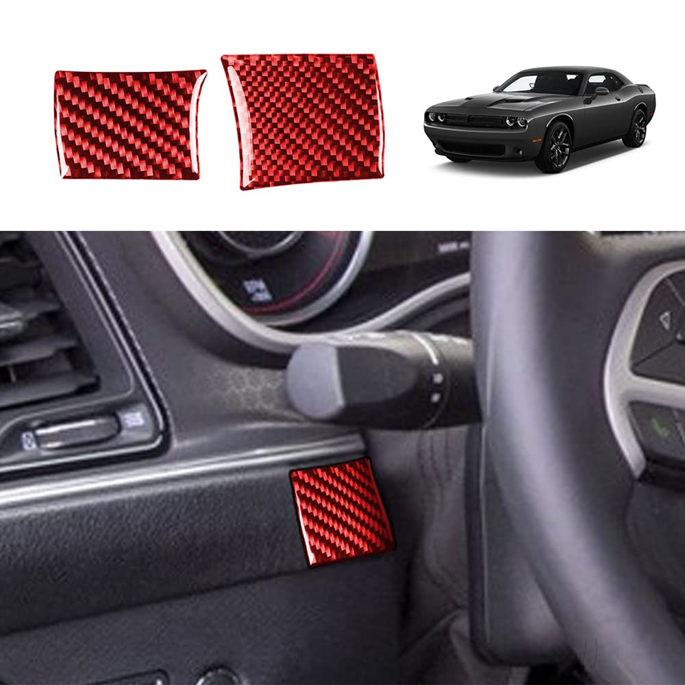 Carbon Fiber Steering Wheel Decals for Dodge Challenger 2015-2021 - Interior Car Accessories (2PCS, Red) - Upgrade Your Ride