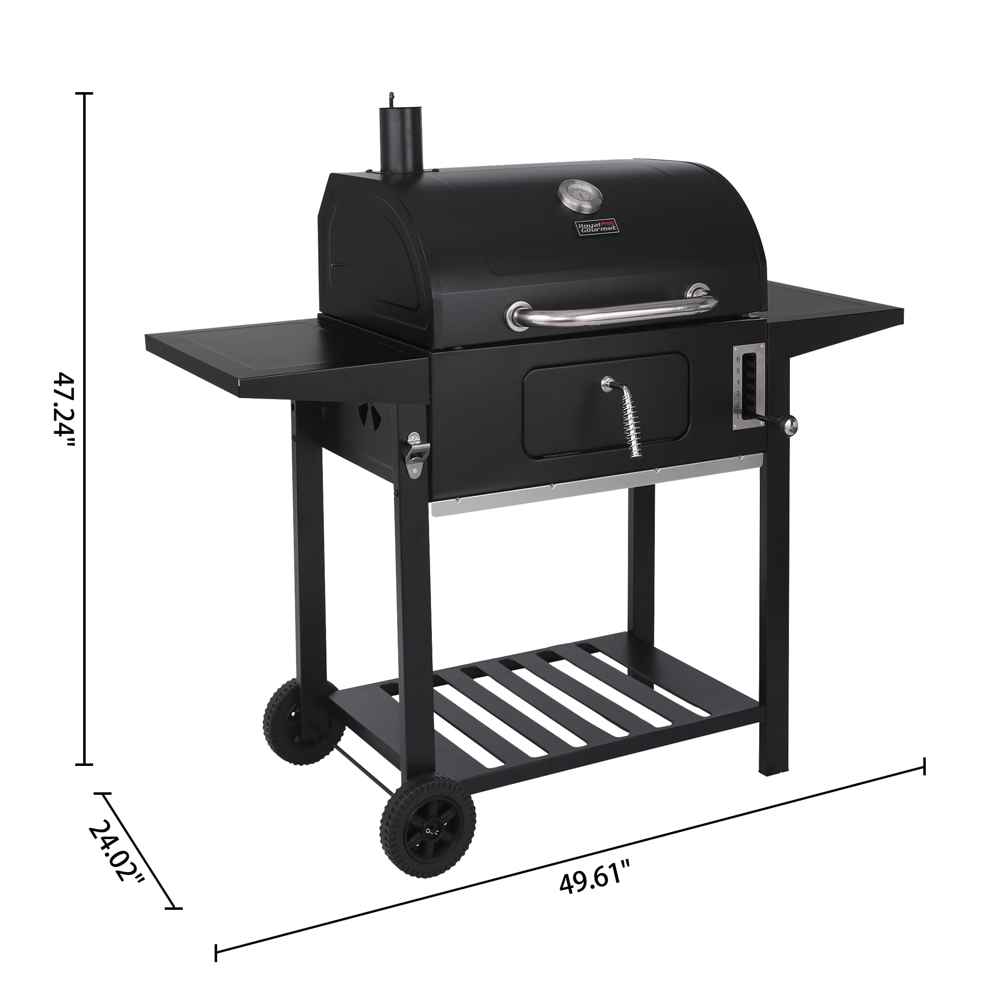 Royal Gourmet 24 Inch Charcoal BBQ Grill - 587 Sq. In. Cooking Area with Side Tables | Outdoor Barbecue Grill for Backyard, Picnic & Camping | Heavy-Duty Black Grill for Patio, Tailgating & Family Gatherings