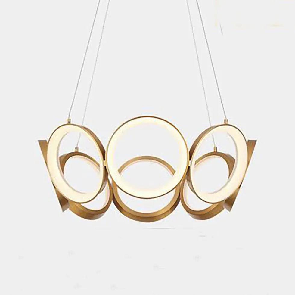 Elegant Gold LED Pendant Light with Ring-Shaped Petal Design - Perfect for Bedroom, Dining Room, and Living Room Lighting Decor