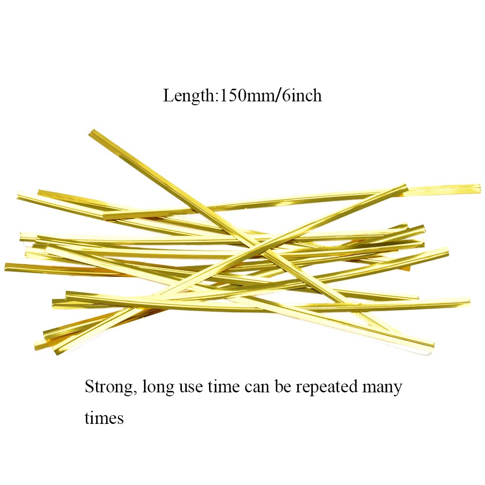 Gold Twist Ties 300Pcs 6inch for Baking, Gifts & Crafts