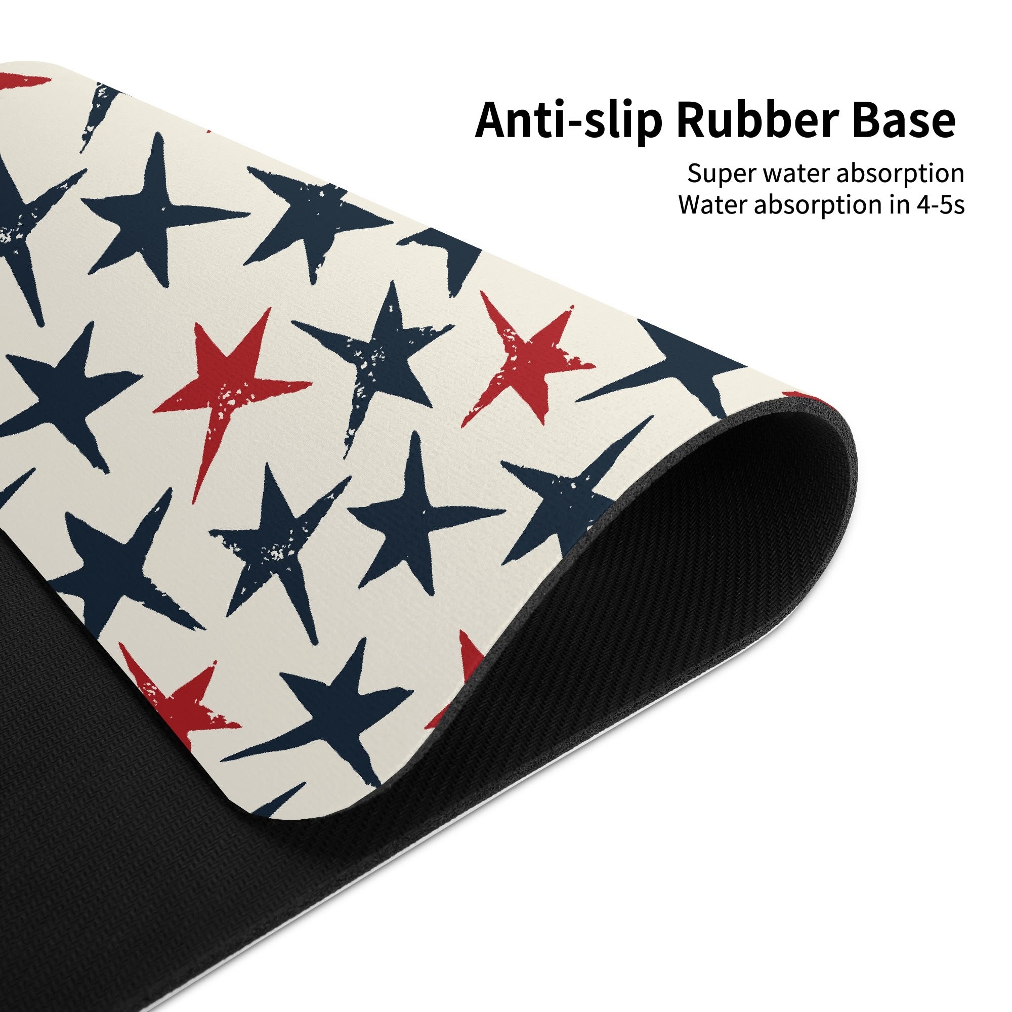 Grunge Blue and Red Stars Diatomaceous Earth Bath Mat - Fast Drying, Absorbent & Eco-Friendly Bathroom Rug for Modern Home Decor
