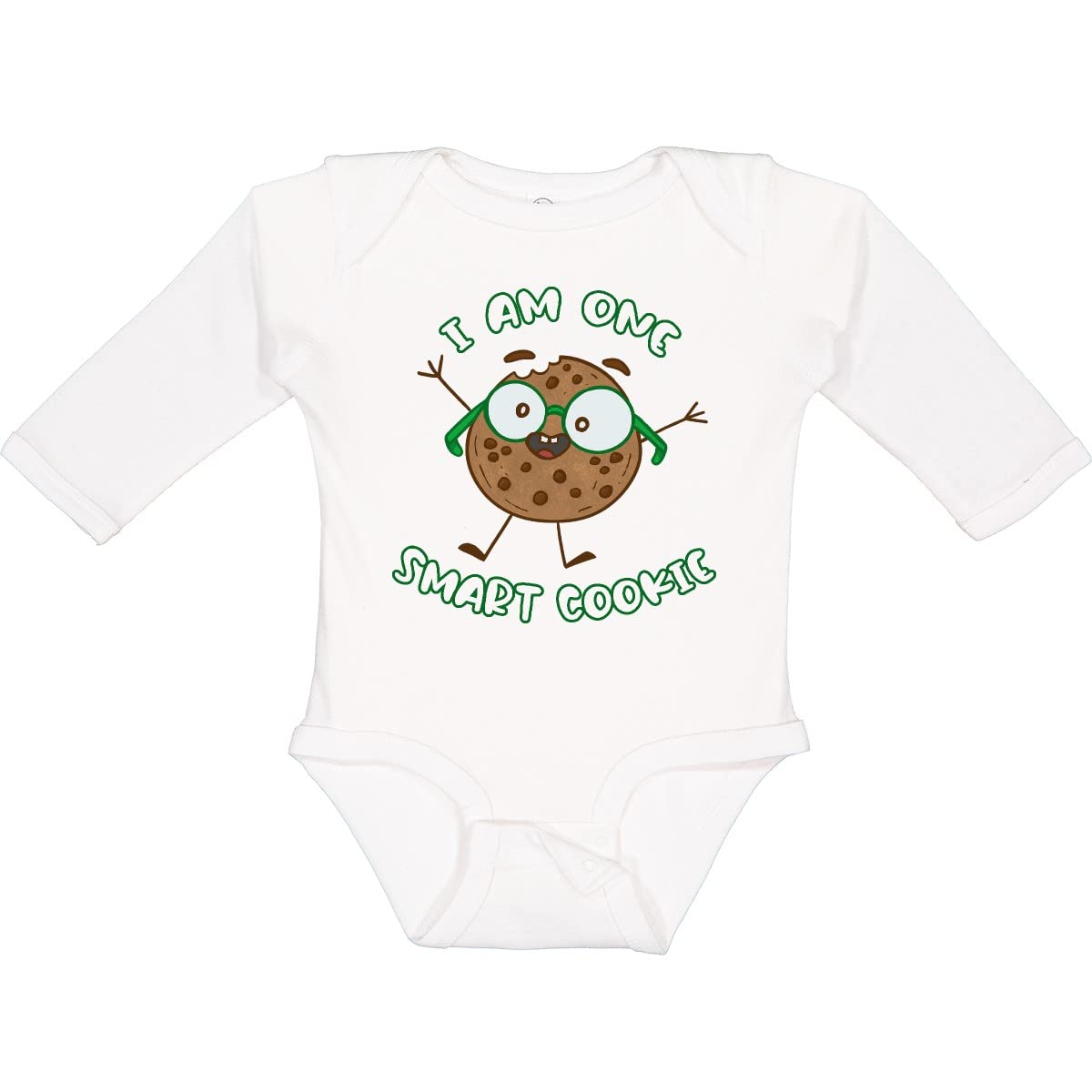 Inktastic I Am 1 Smart Cookie Long Sleeve Baby Bodysuit - Soft Cotton Creeper for Newborns & Infants - Perfect for Family Photos, Holidays & Everyday Wear