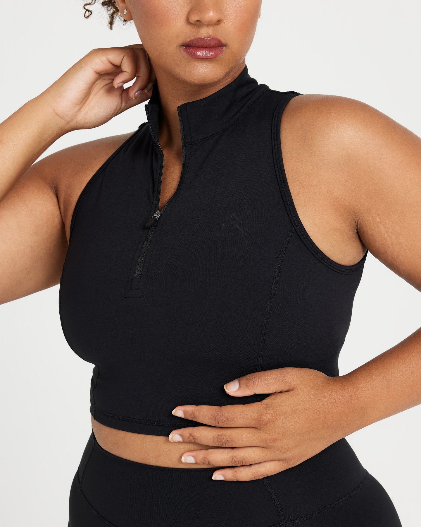 Timeless Half Zip Crop Tank Top for Women - Stylish Workout & Casual Wear - Perfect for Yoga, Gym, and Everyday Outfits | Black