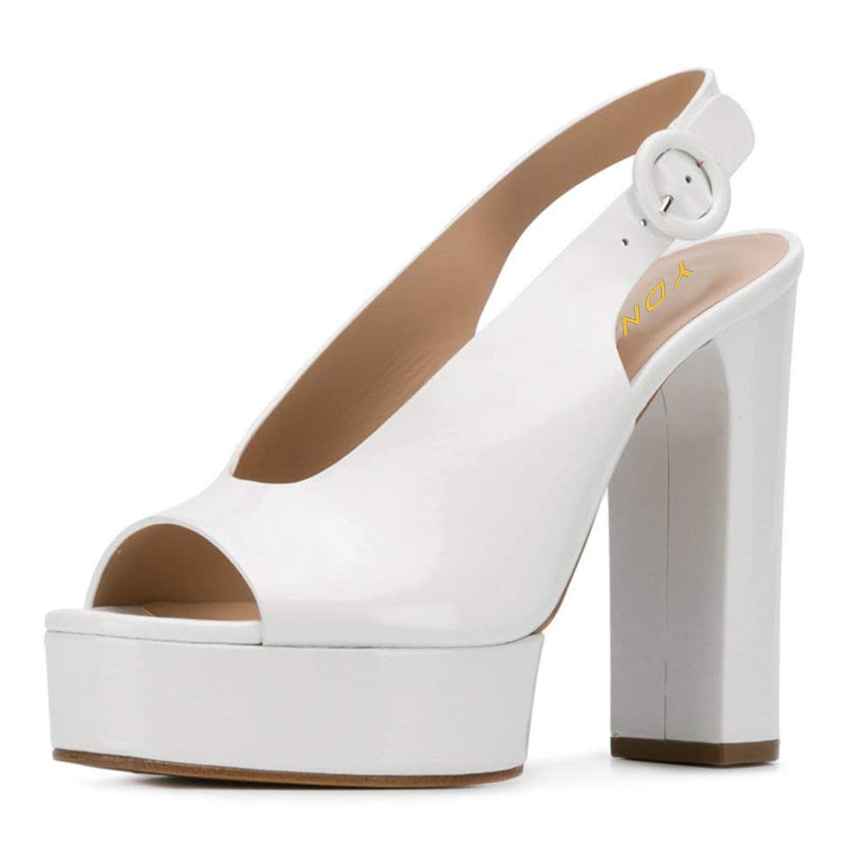 YDN Women's Fashion Peep Toe Chunky High Heel Sandals - Slip On Platform Pumps with Slingback Strap for Party, Wedding & Evening Wear - Comfortable Slide Shoes for Women