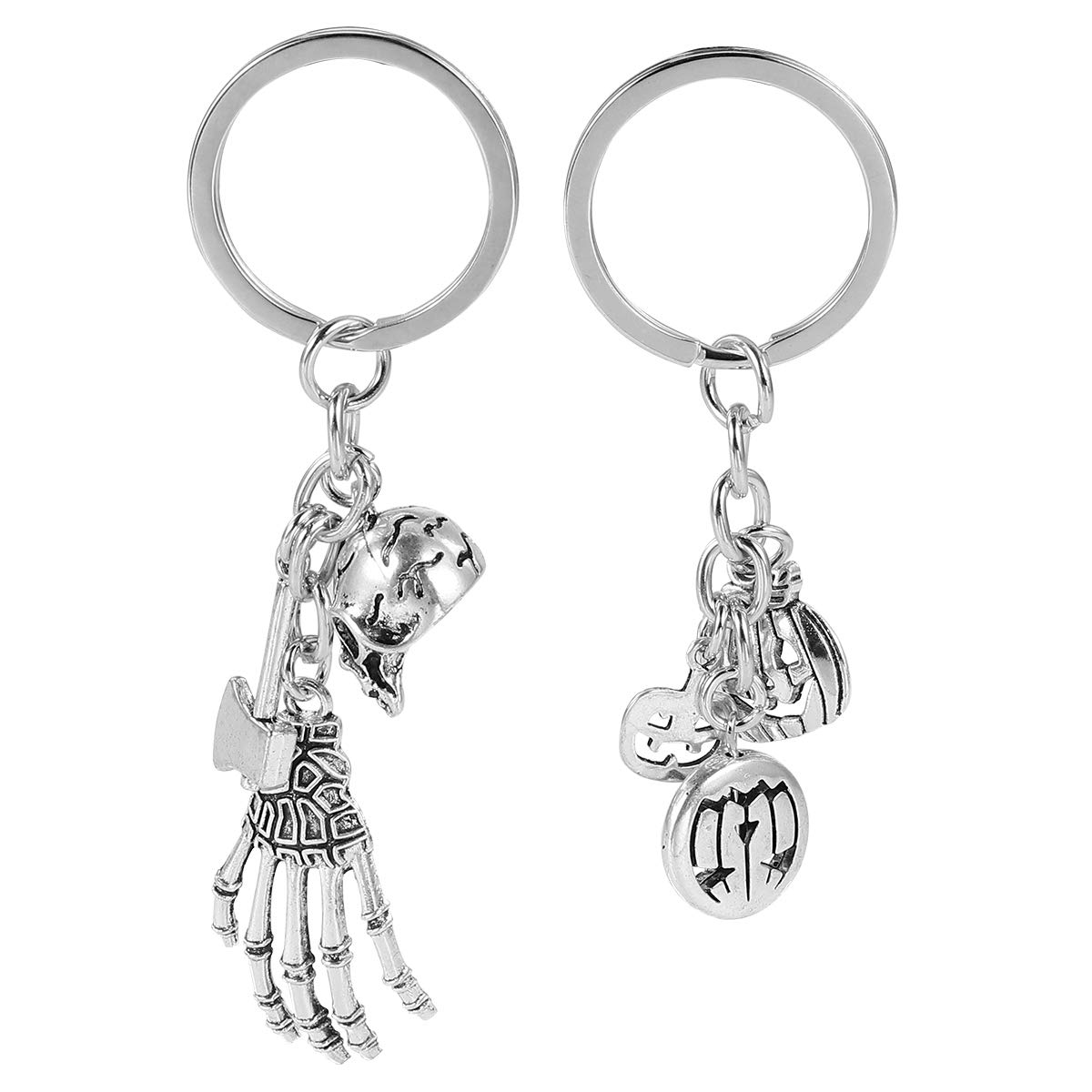 Amosfun Halloween Keychains - 2 Pack Skull & Pumpkin Design Key Rings for Spooky Accessories, Party Favors, and Everyday Use