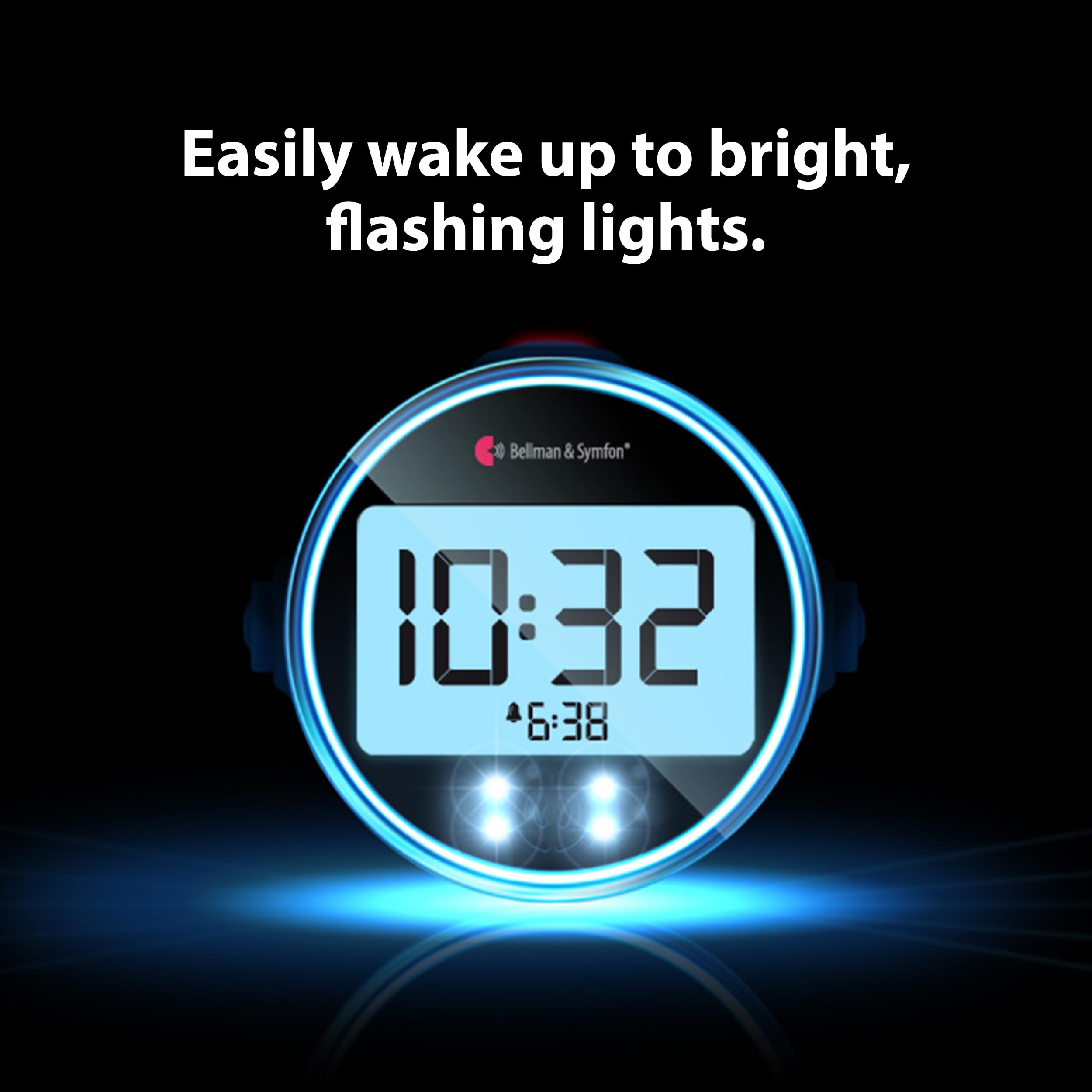 Bellman & Symfon Vibrating Alarm Clock Pro with Bed Shaker - Loud Alarm & Flashing LED Lights for Heavy Sleepers, Hard of Hearing & Deaf - Perfect for Home, Travel & Dorm Rooms