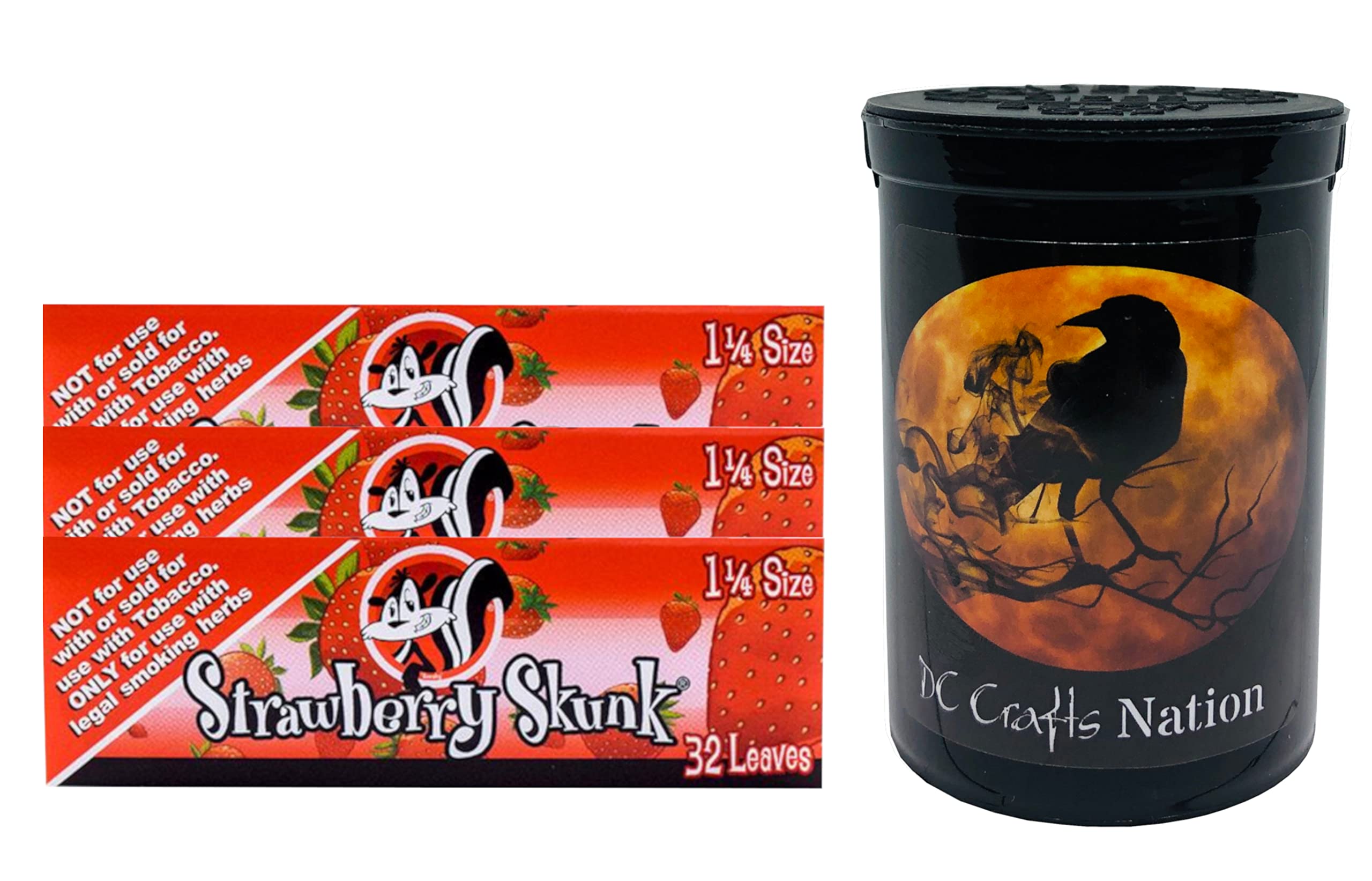 Skunk Brand Strawberry 1.25 Flavored Rolling Papers 3 Count - Child Resistant Fresh Kettle by DC Crafts Nation | Perfect for Herbal Blends & Smoking Accessories
