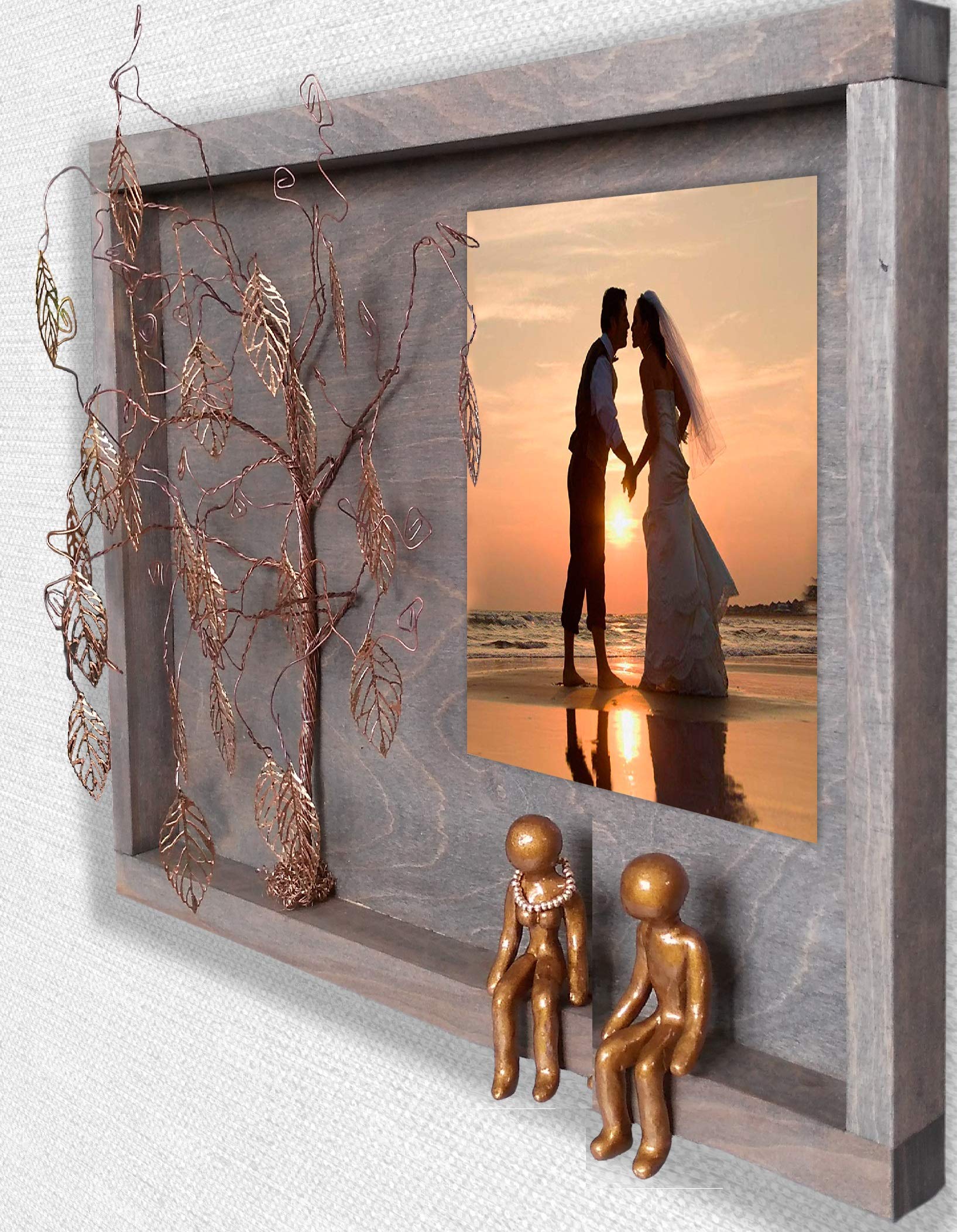 Personalized Family Picture Frame Collage - Handmade Silver, Steel, Bronze, Tin & Aluminum Wall Art - Unique Anniversary Gifts for 6th, 7th, 8th, 10th, 11th, 25th, 40th, 60th & 80th Years - Perfect for Him & Her - Ideal for Living Room Decor, Wedding Anniversaries & Family Memories