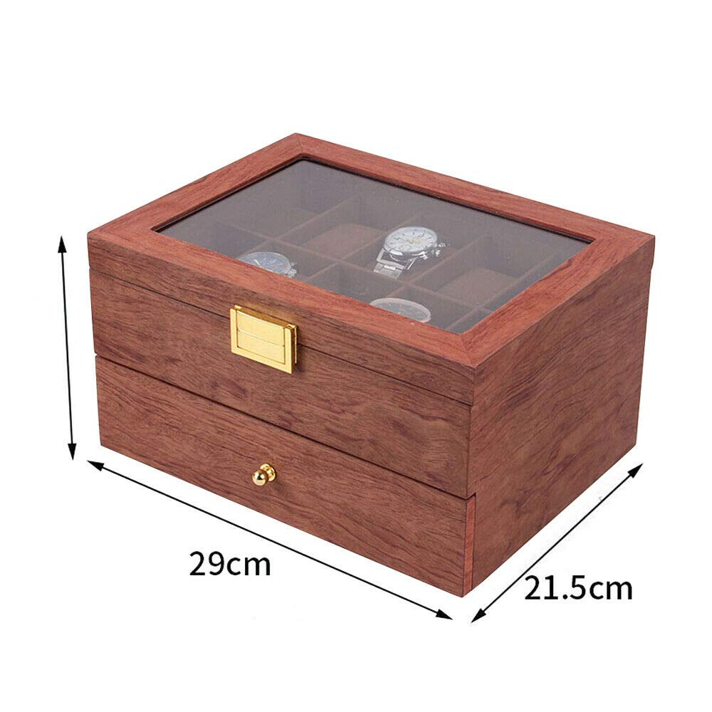 20-Slot Watch Organizer Box with Acrylic Top Lid - 2 Layer Wooden Watch Display Case for Men & Women - Perfect for Watch Collection Storage, Travel, and Gift Giving (Rosewood)