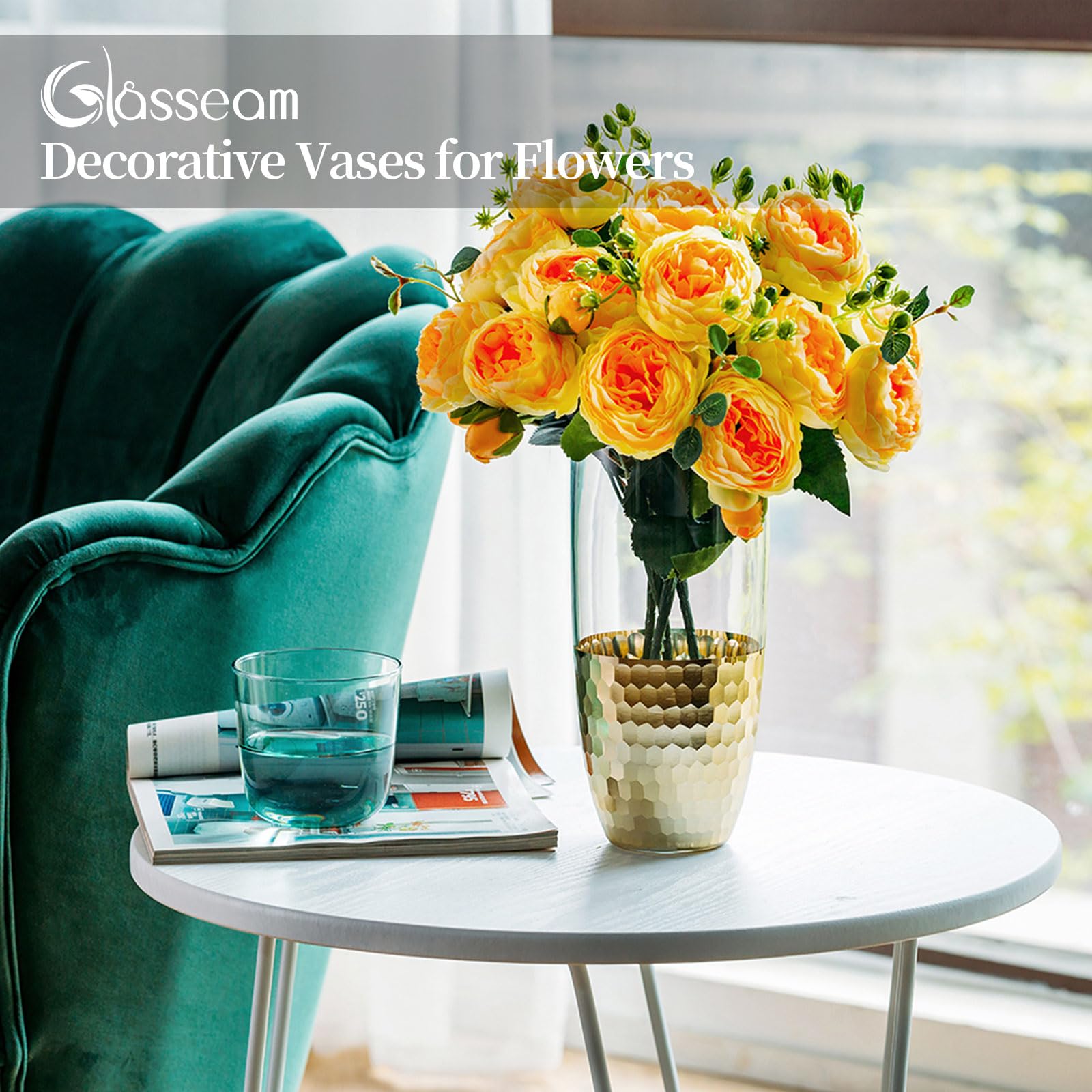 Elegant Gold Glass Flower Vase - 8.07