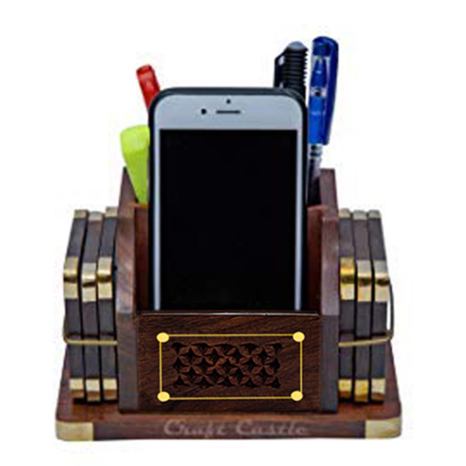 CRAFTCASTLE 6-Pack Wooden Drink Coasters Set - Natural Wood Table Coasters for Coffee, Tea, Beer & Wine Glasses - Perfect for Home, Office & Bar Use