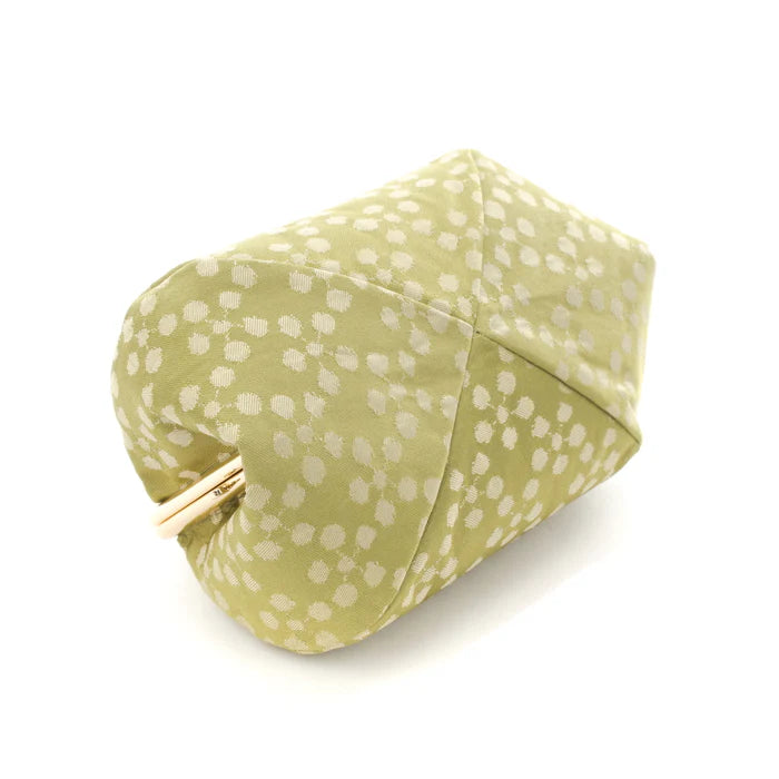 Nishijin Woven Small Pouch - Plum Blossom & Muted Greenish Yellow | Handmade in Kyoto Japan | Cosmetic & Makeup Organizer | Japanese Gamaguchi Style | Travel Toiletry Bag | Stationery Pouch | Bag-in-Bag Organizer | Perfect for Daily Essentials, Travel & Gift Giving